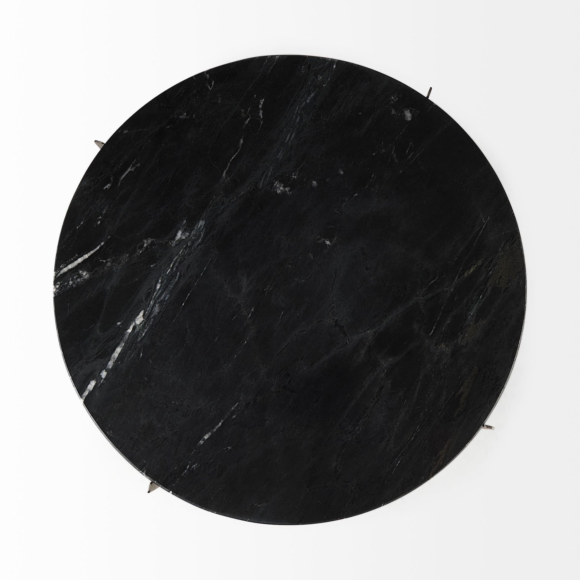 Reinhold II 21L x 21W x 21H Black Marble Top Iron Side Table — product photograph