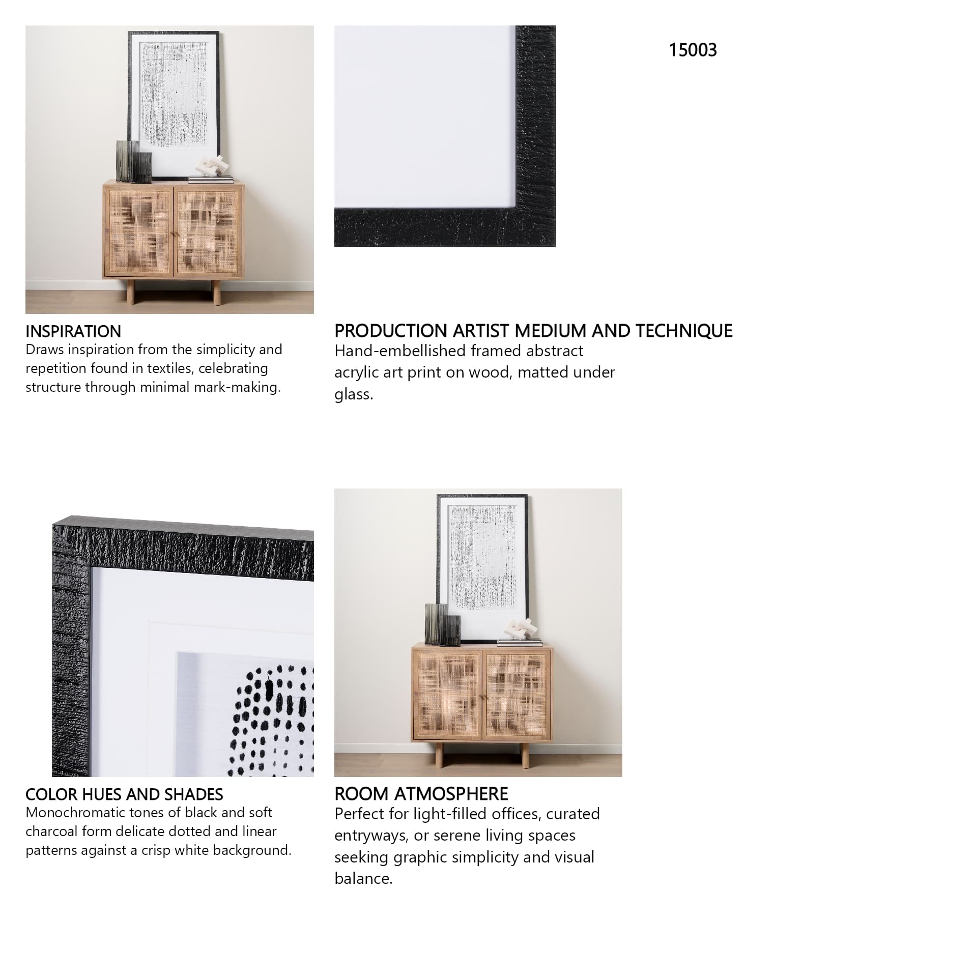 Dot Texture I by Mercana Studio a Hand Embellished Textured Framed Art Print Matted under Glass — in a styled room