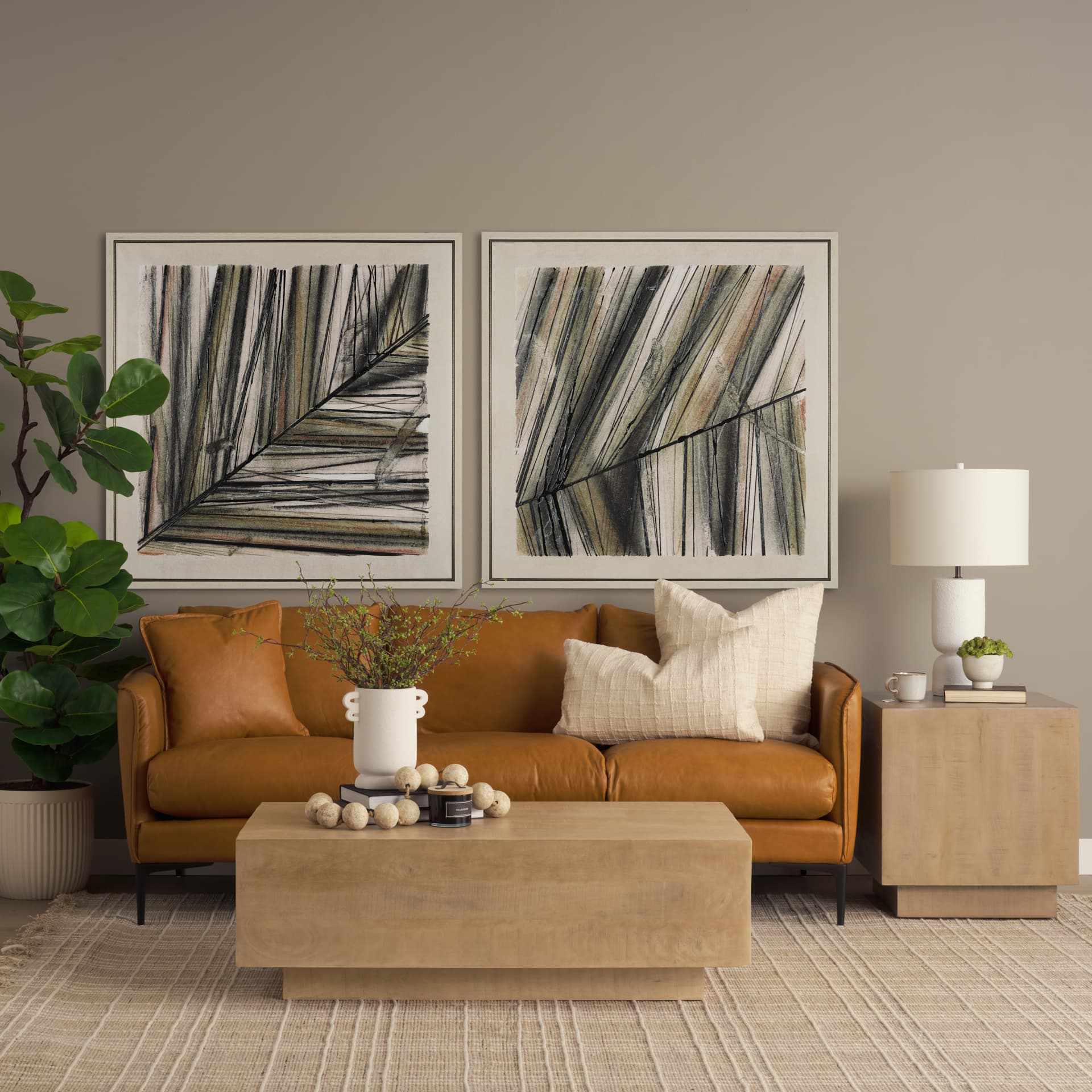 Everly 15.0L x 15.0W x 27.5H White Cement W/Beige Shade Table Lamp — product photograph