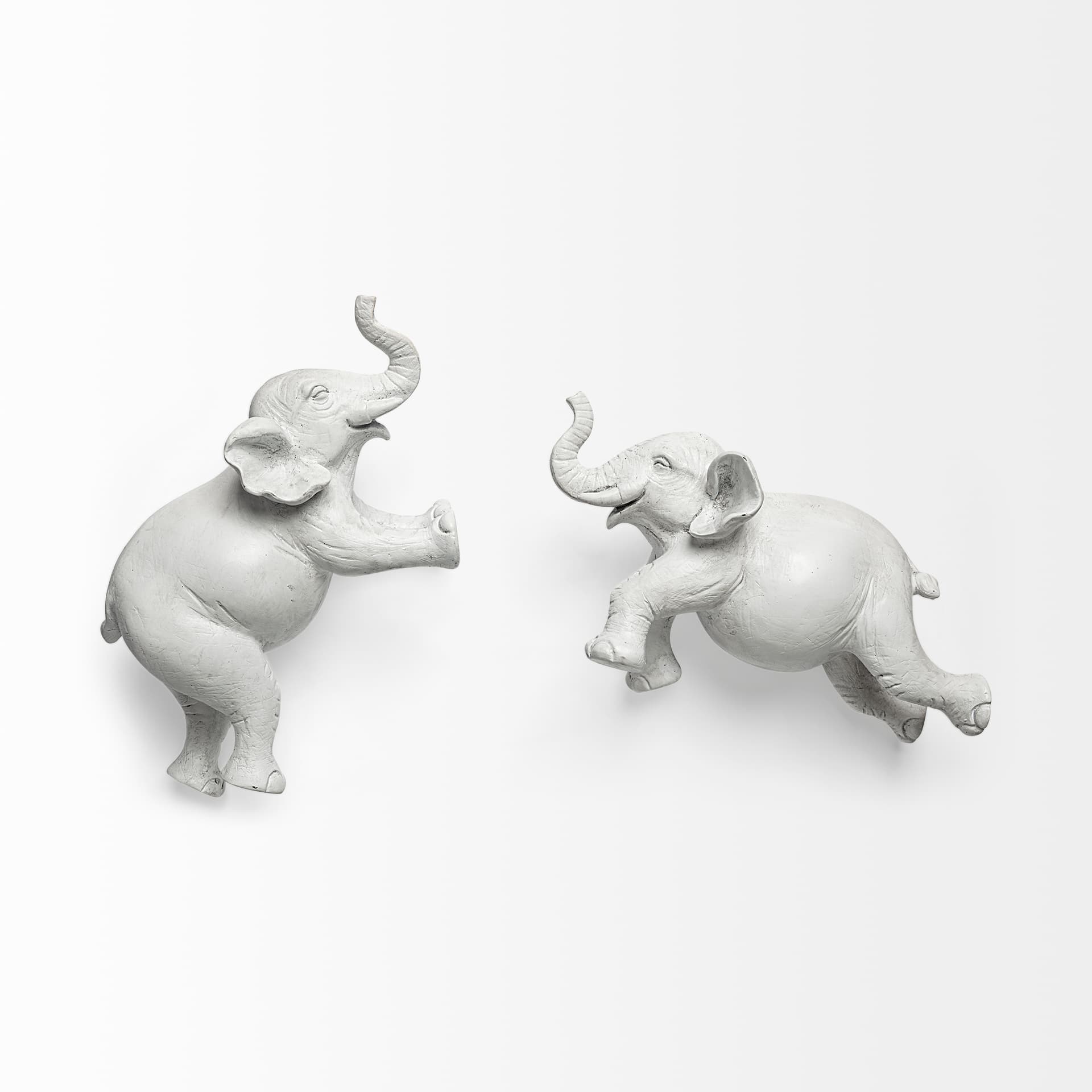 Maynard Set of 2 White Elephant Wall Decorations — product photograph