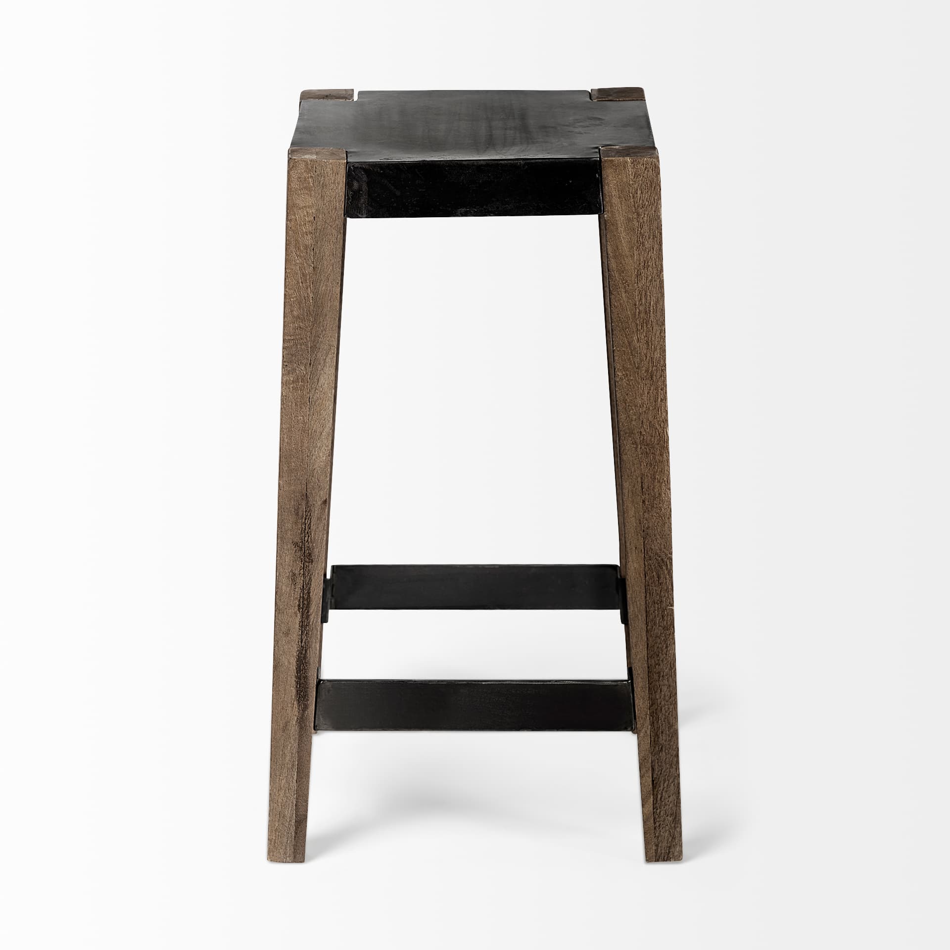 Nell Backless 26in Seat Counter Stool | Black Metal w/ Wood — product photograph