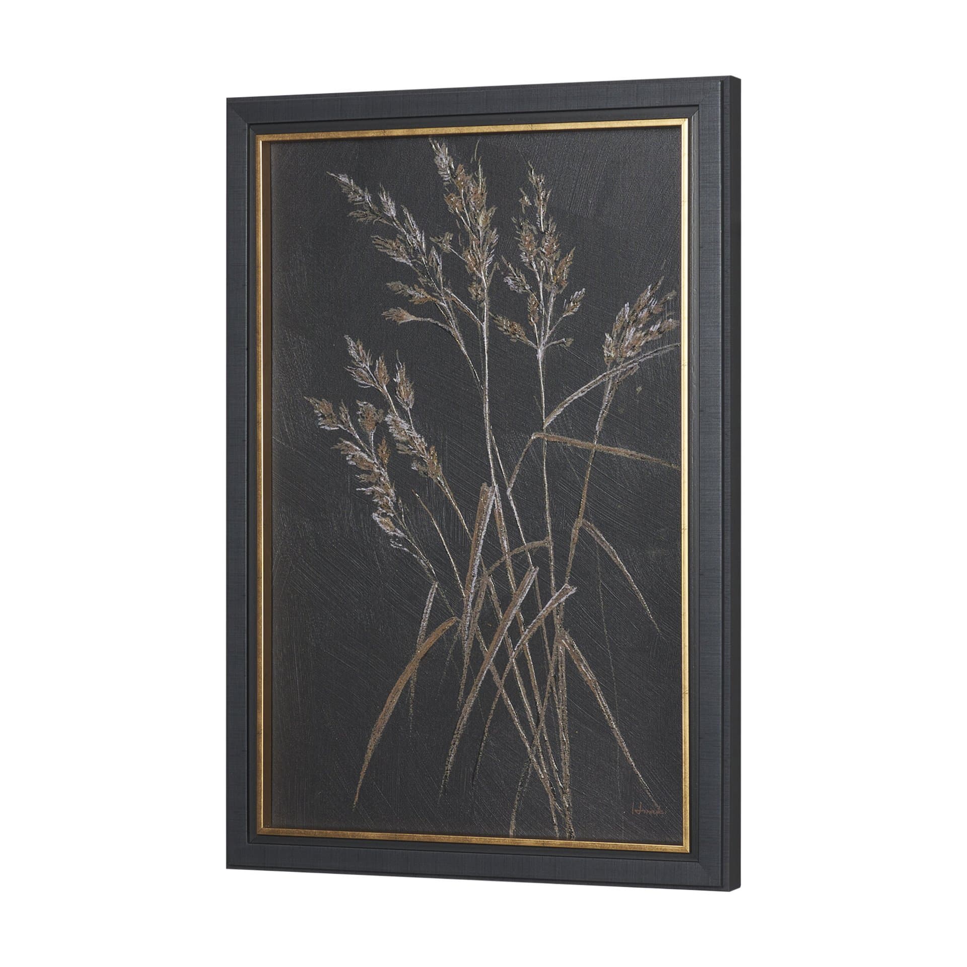Golden Grasses VI by Mercana Studio Hand Embelished Textured Framed Artwork Matted — product photograph