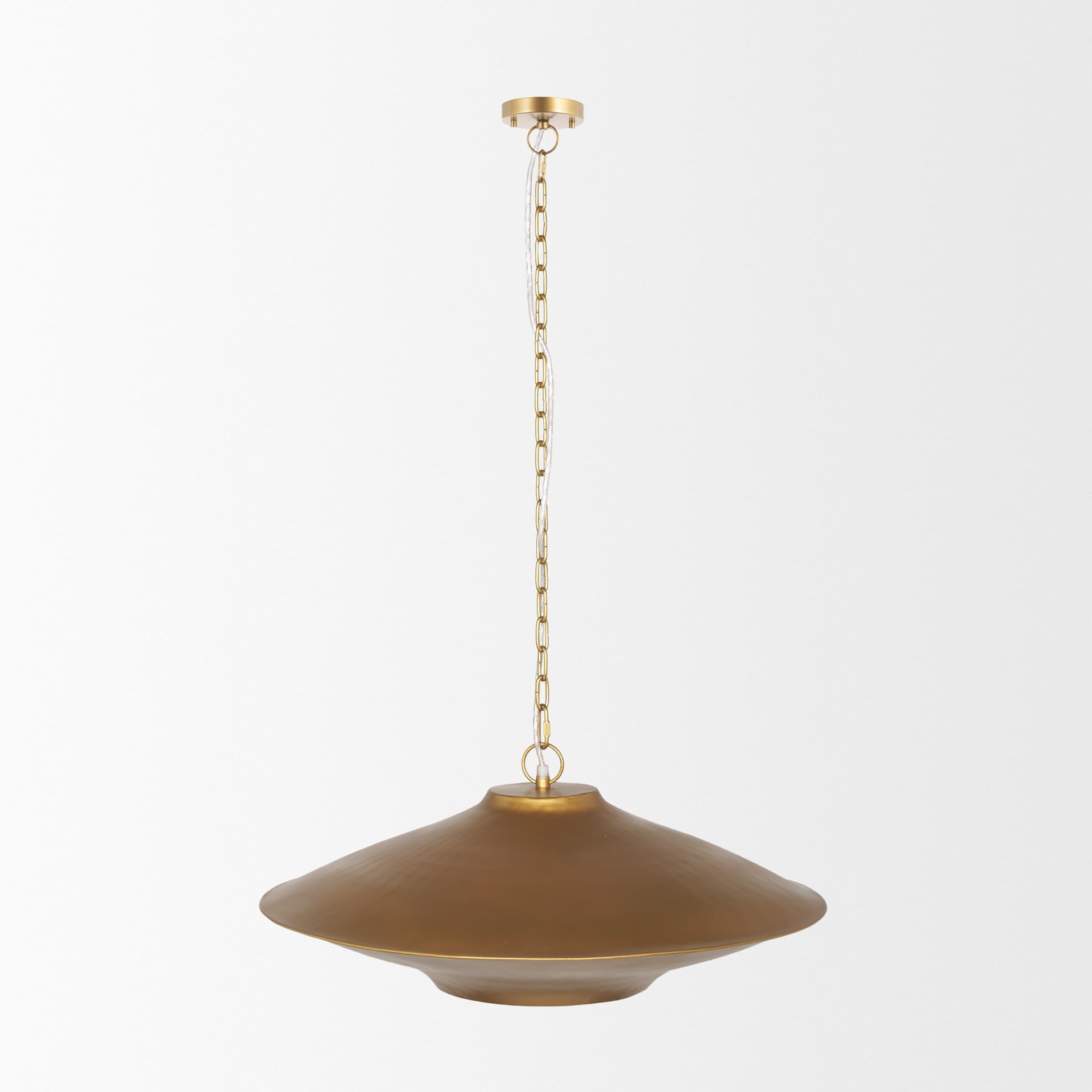 Titus 1-Light Brass Finished Metal Disc Pendant — product photograph