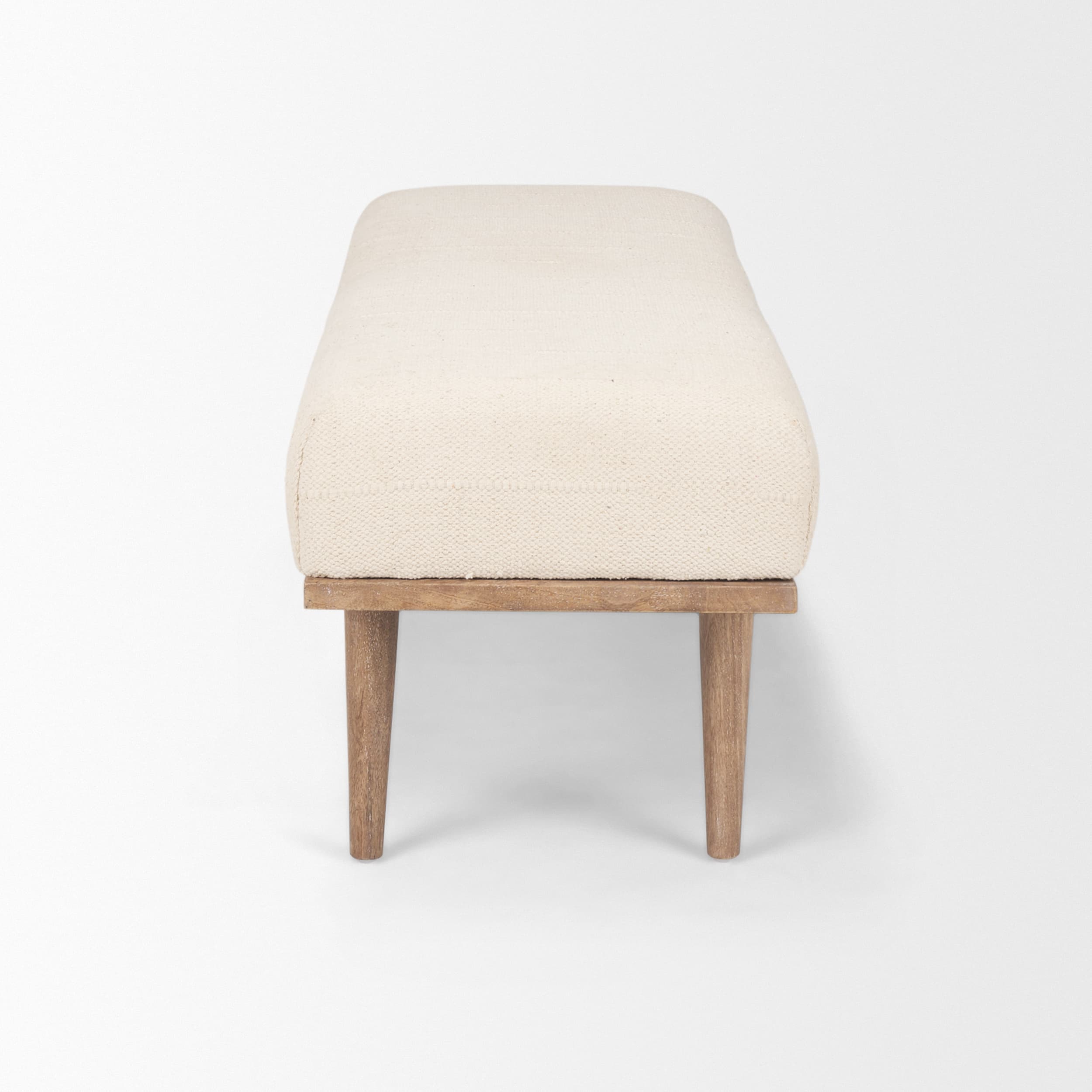 Shae Brown Wood w/ Oatmeal Fabric Bench — product photograph