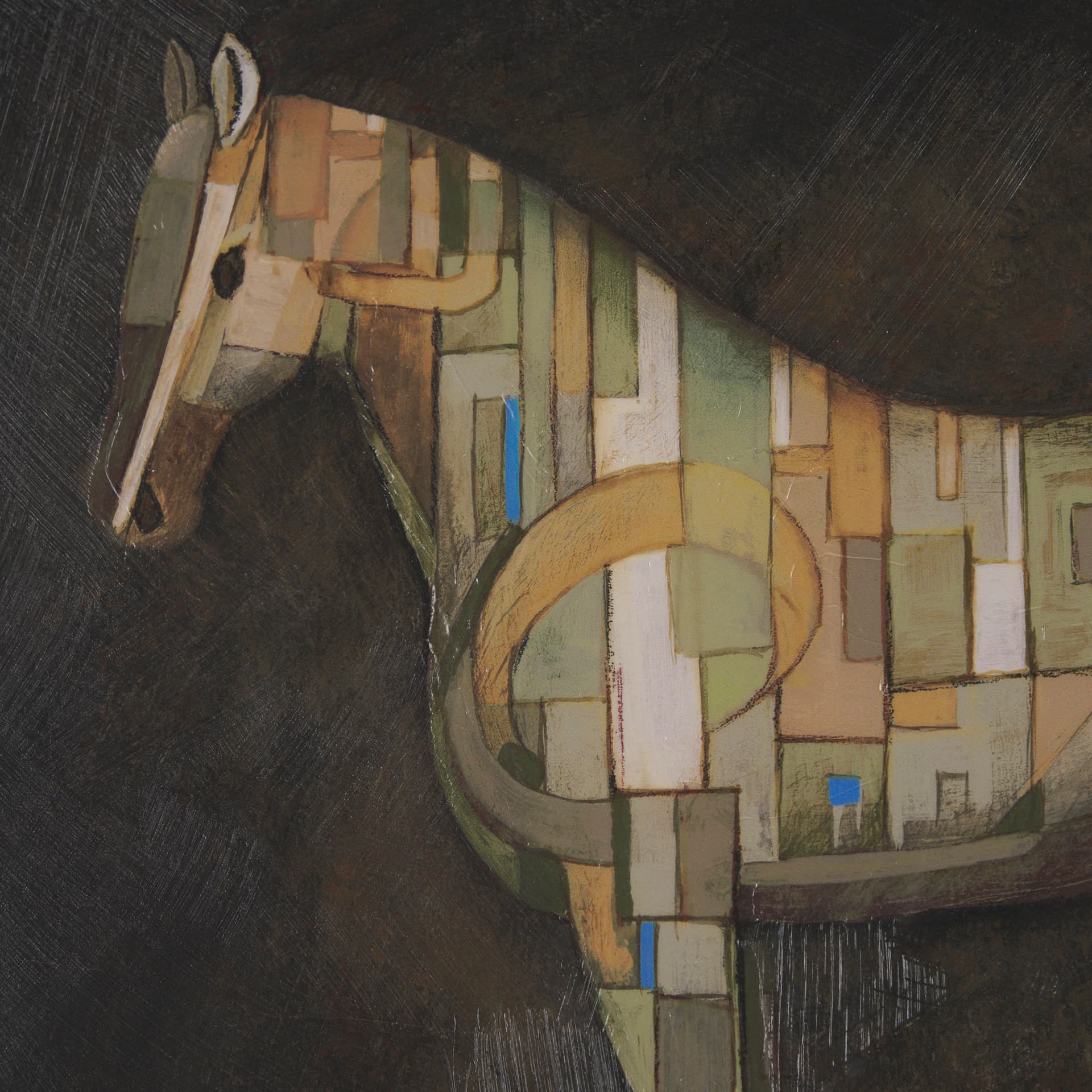 Mosaic Horse III by Mercana Studio a Hand Embellished Framed Art Print Matted under Glass — product photograph