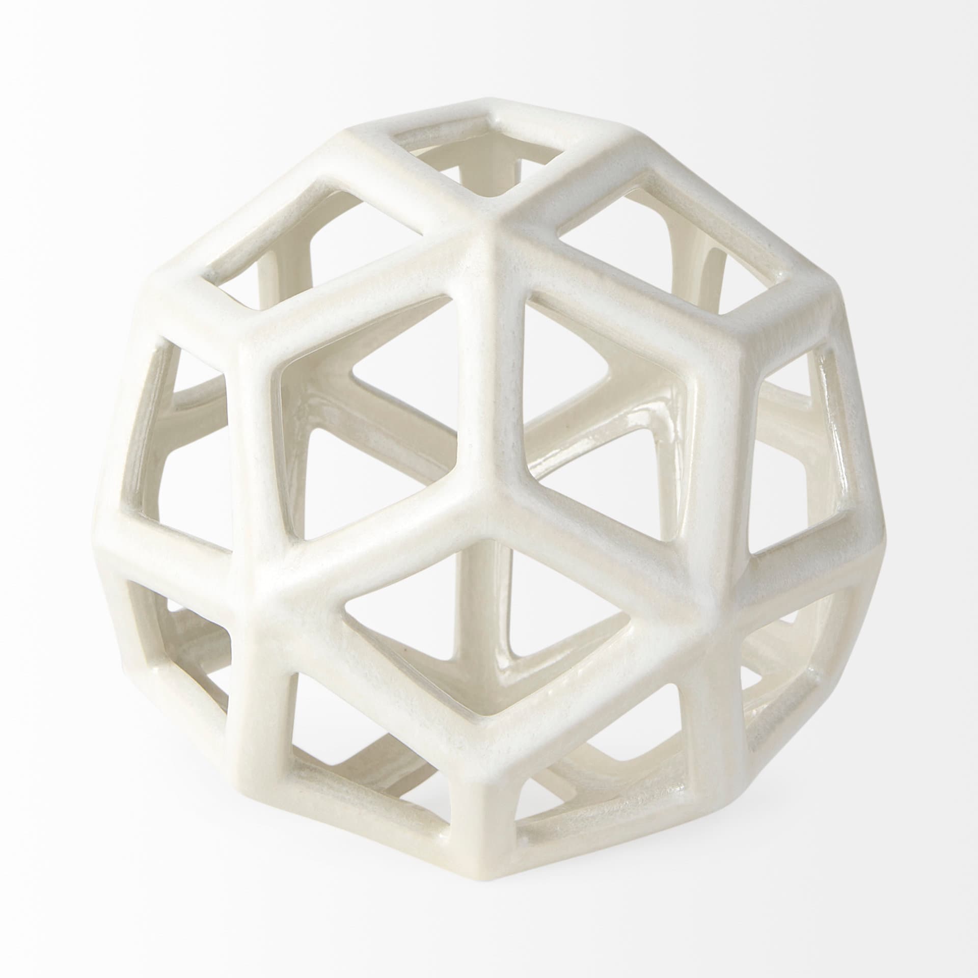 Geom 7.1L x 7.1W x 7.1H White Ceramic Geometric Object — product photograph