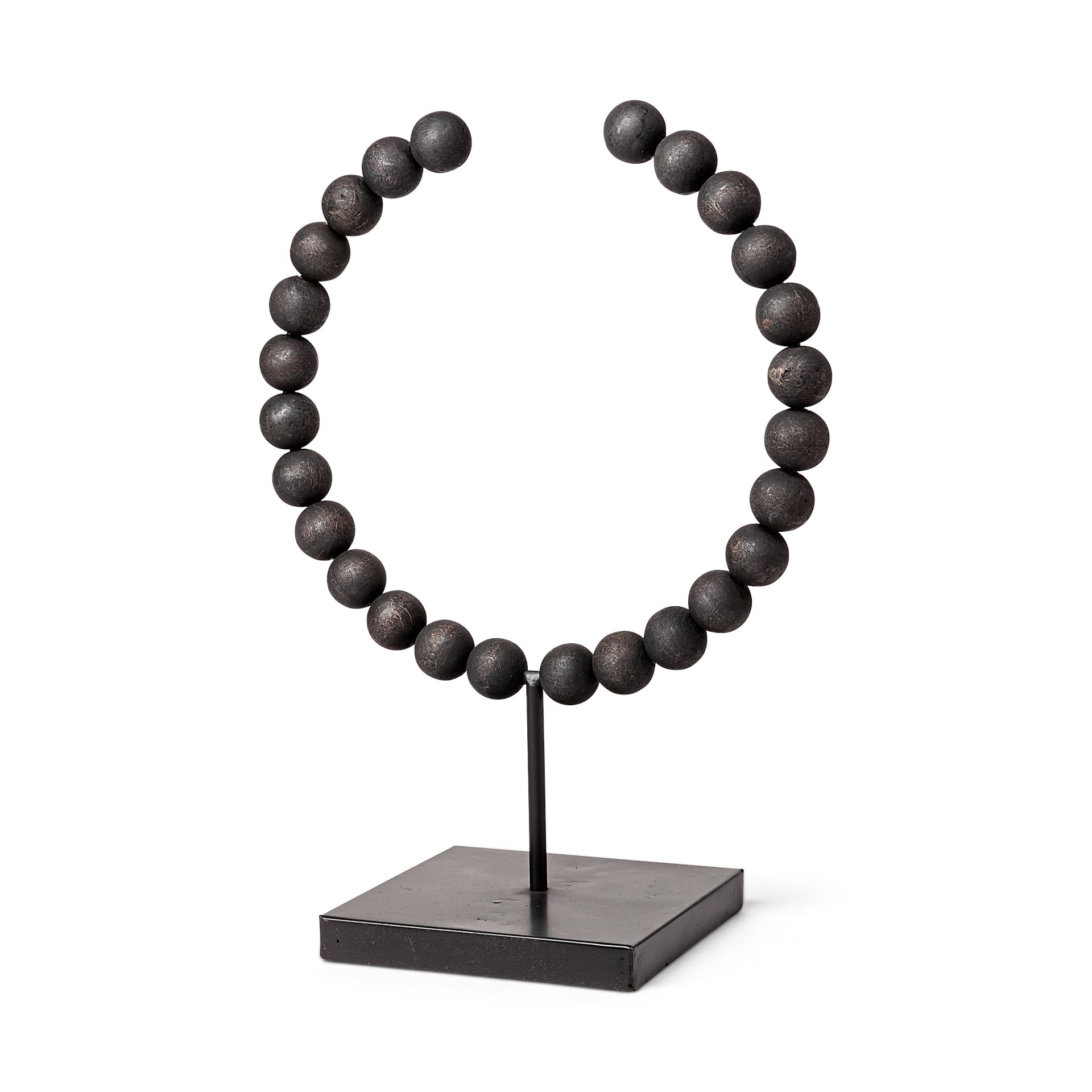 Tulane II (Large) 12L x 6W Black Beaded Broken Sphere Decorative Object — product photograph