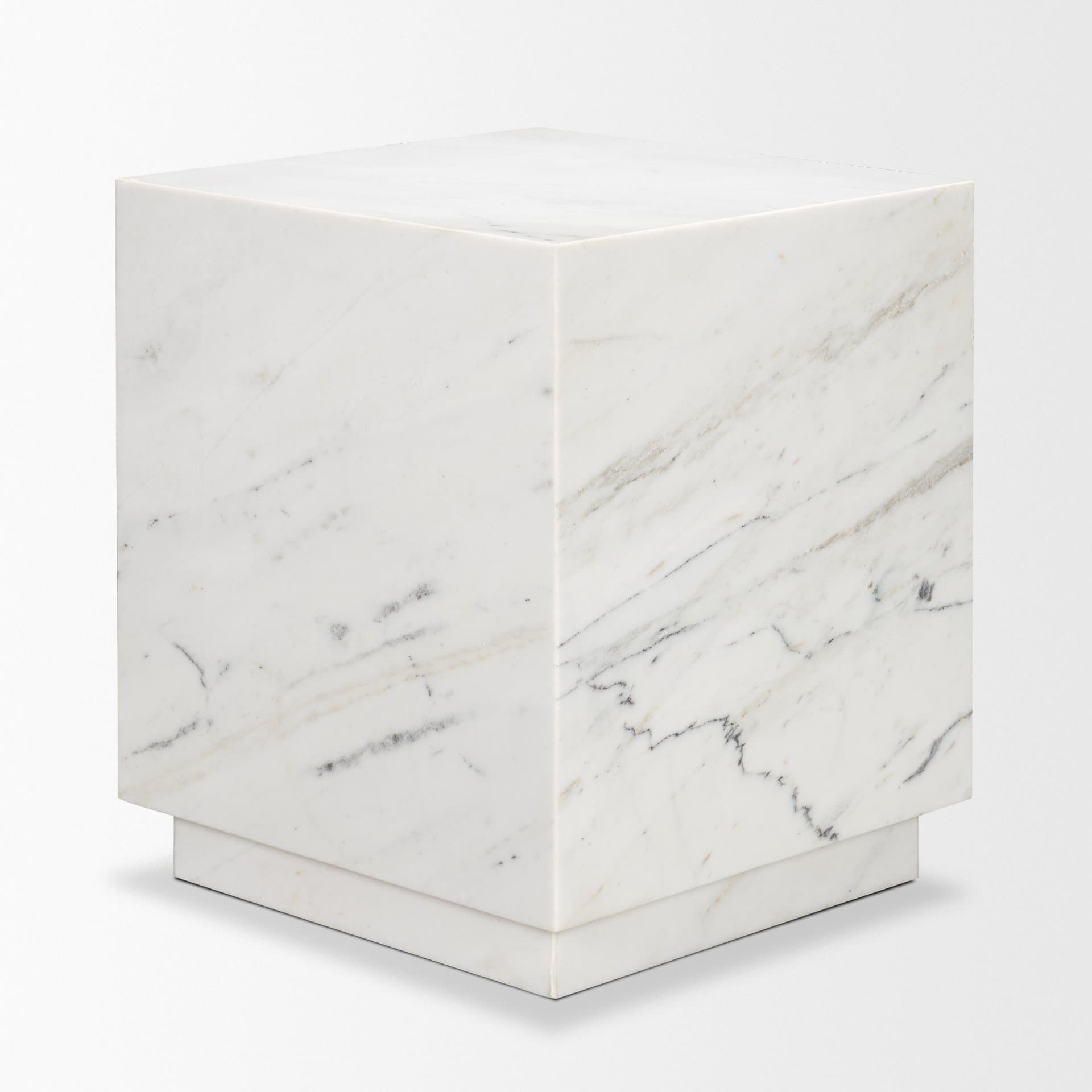 Matteo Solid White Marble Square Side Table — product photograph