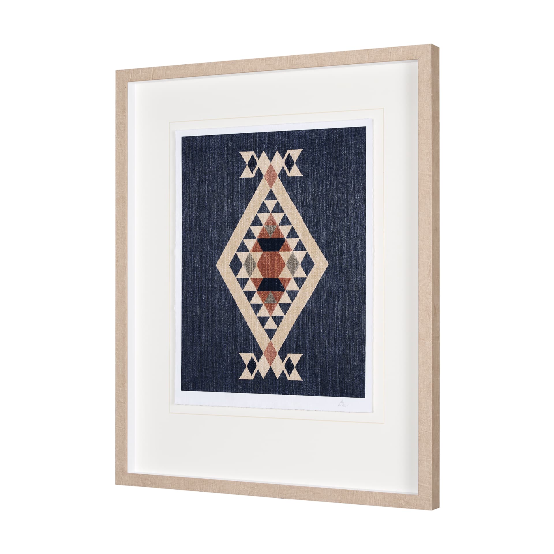 Blue Tapestry I by Mercana Studio a Hand Embelished Textured Framed Art Print Matted under Glass — product photograph