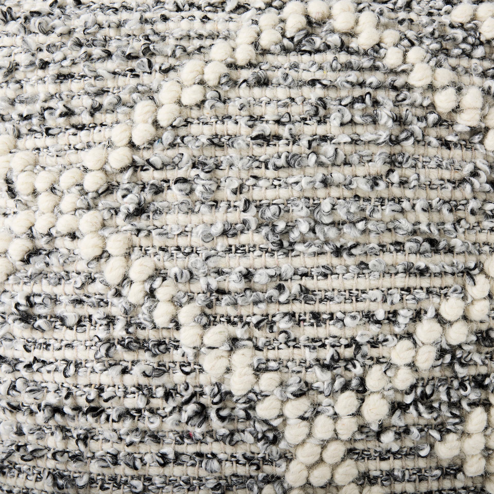 Ekiya 16.0L x 16.0W x 16.0H Black/White Yarn and Wool Patterened Pouf — product photograph