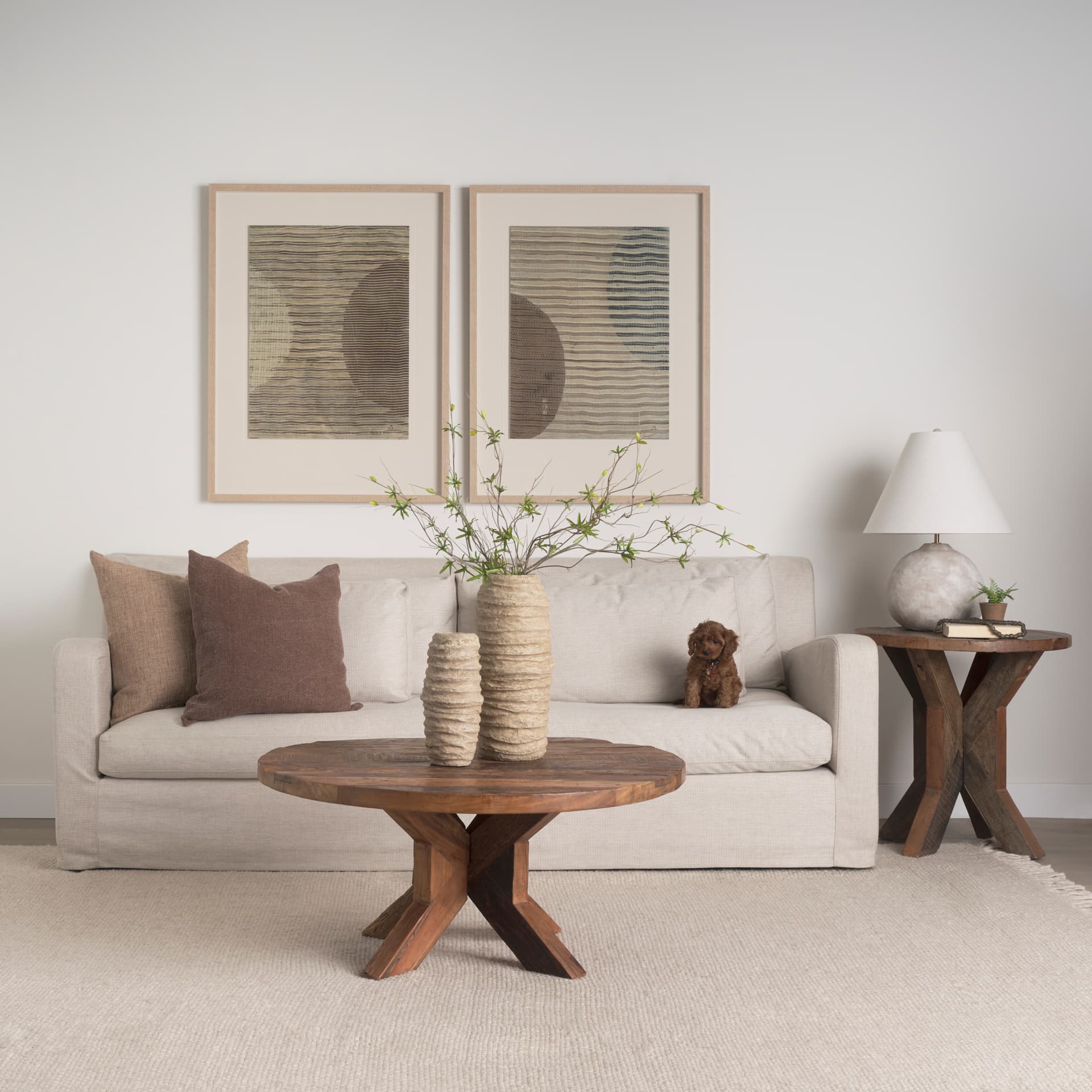 Heidi Reclaimed Brown Wooden Coffee Table — in a styled room