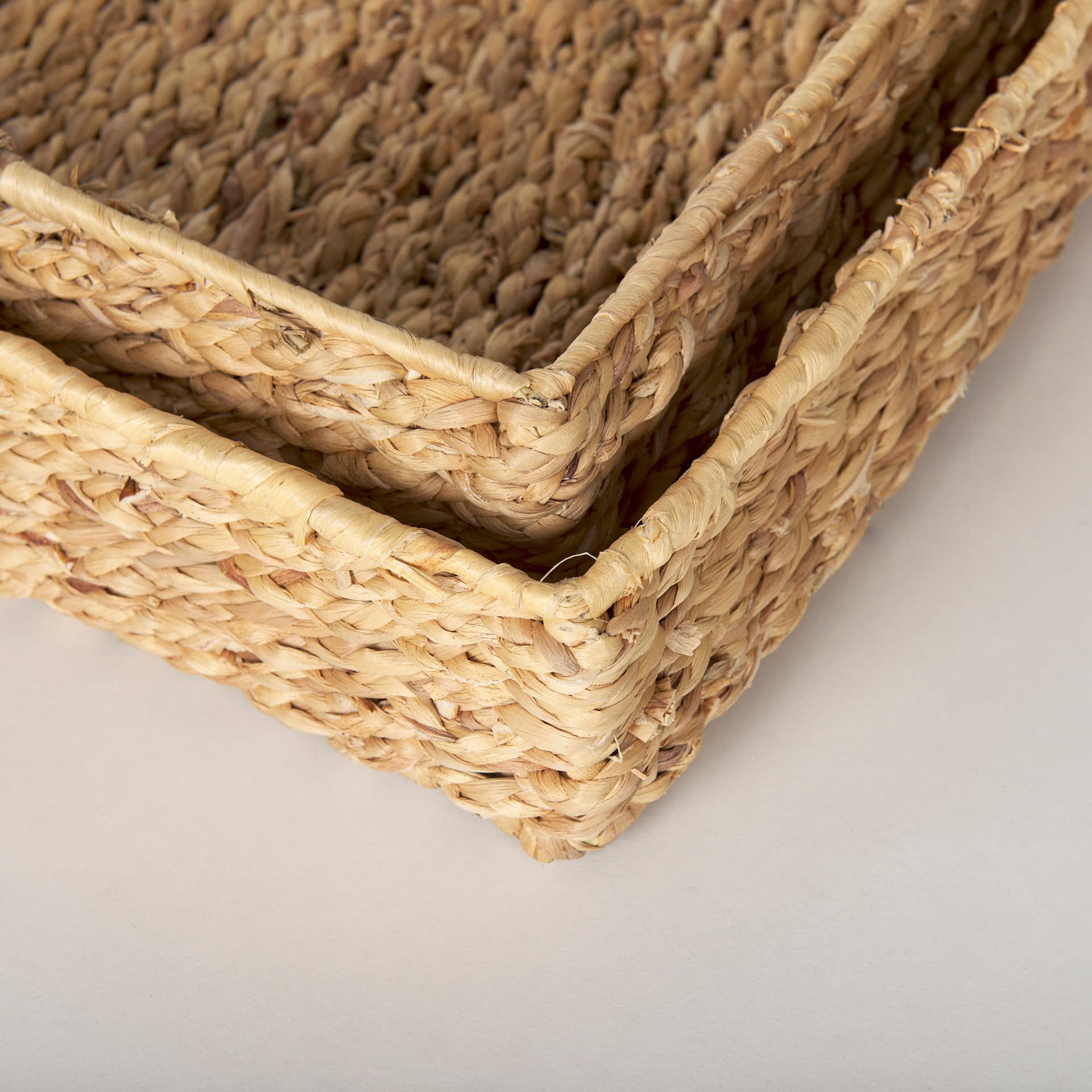 Hona Set of 2 Large Rectangular Nesting Water Hyacinth Trays — product photograph
