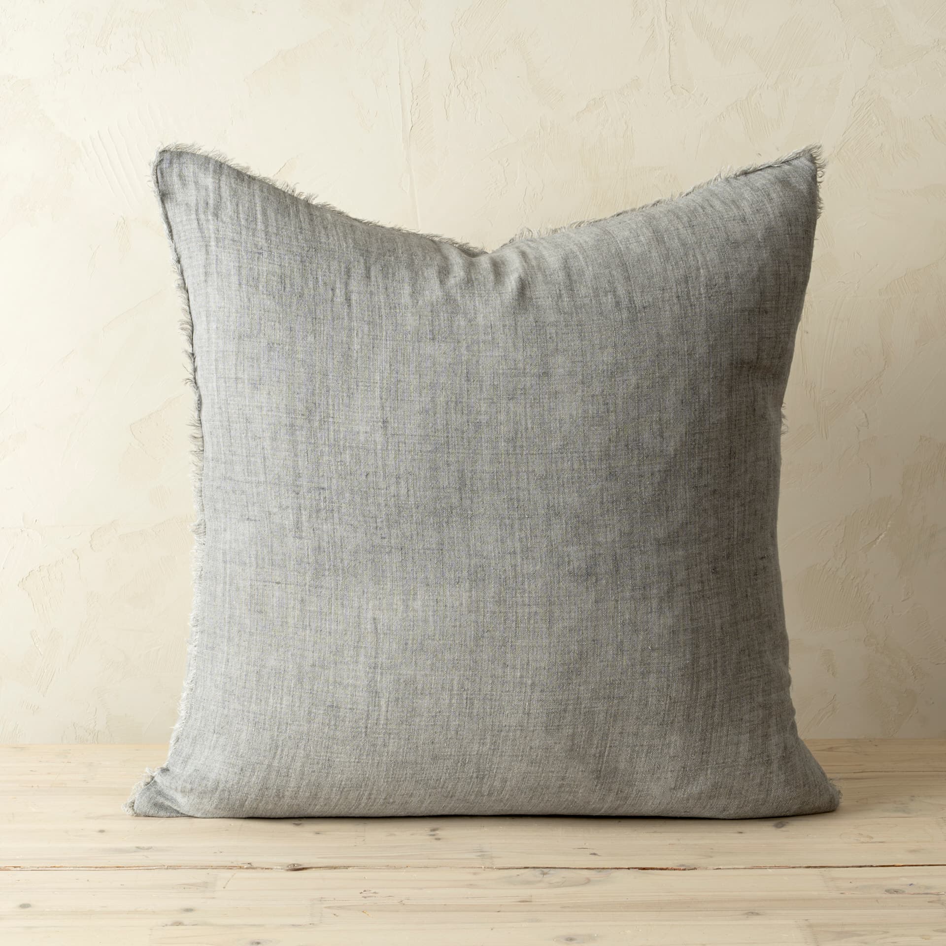 Lina 24x24 Linen Pillow Grey Cover w/Filler — product photograph
