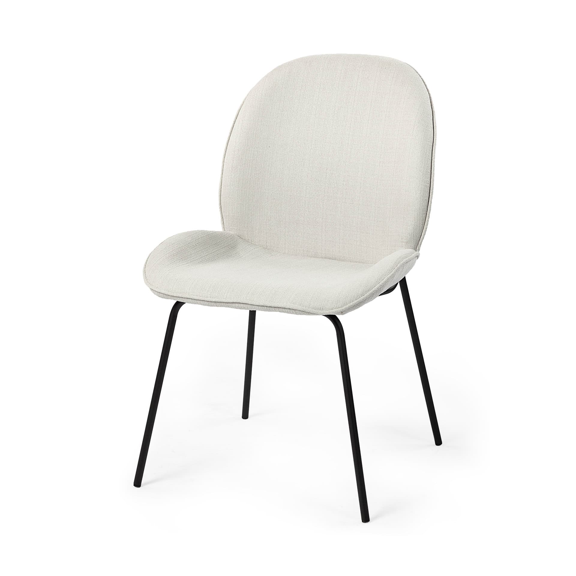 Inala Curved Back Dining Side Chair | White Fabric w/ Black Metal — product photograph
