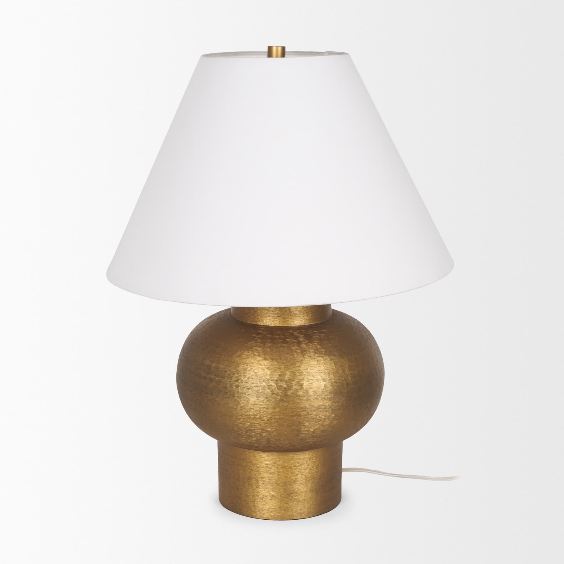 Salaah Antique Gold Brushed Metal w/ Cream Shade Table Lamp — product photograph