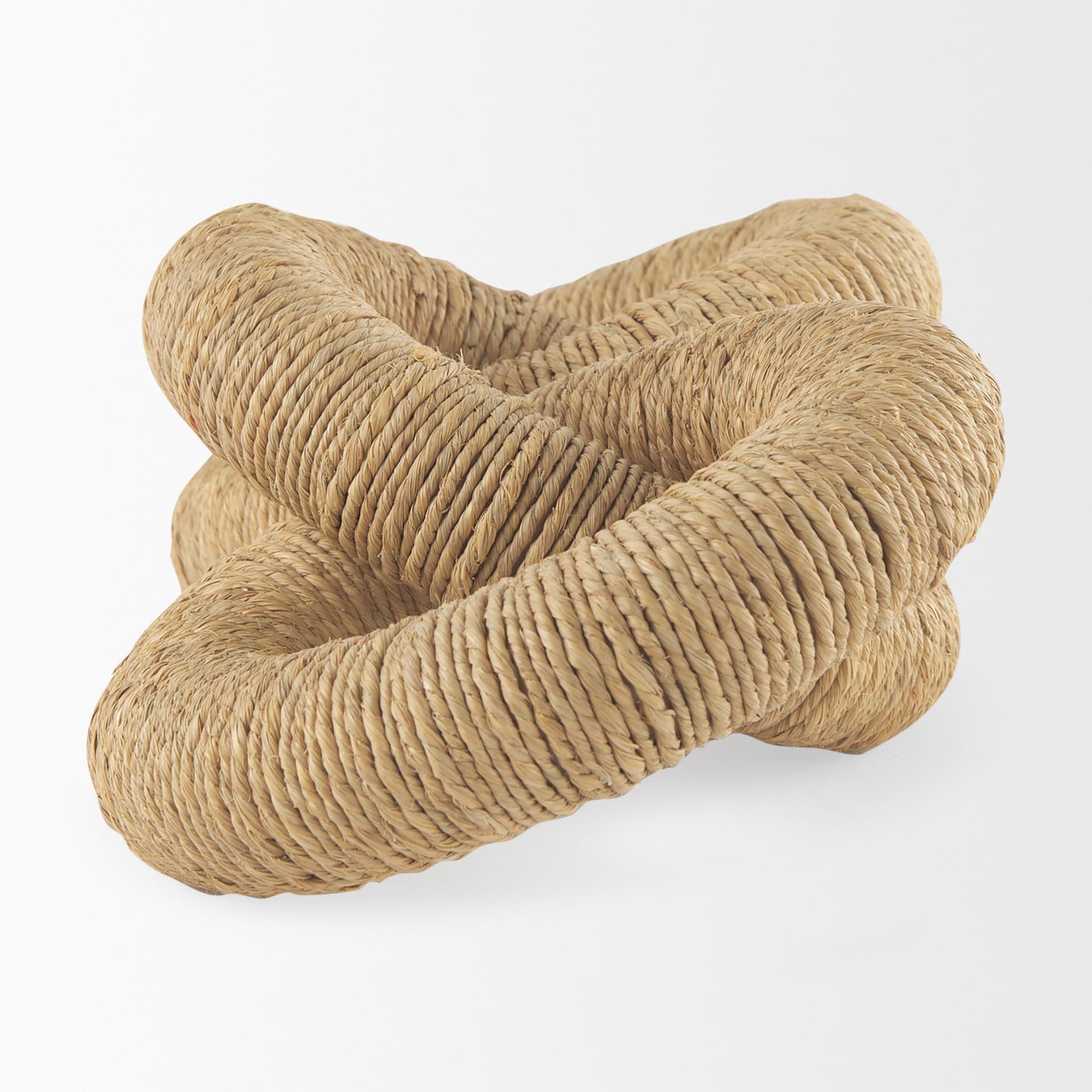 Alize Jute Wrapped Solid Wood Circular Chain Link Decorative Object — product photograph