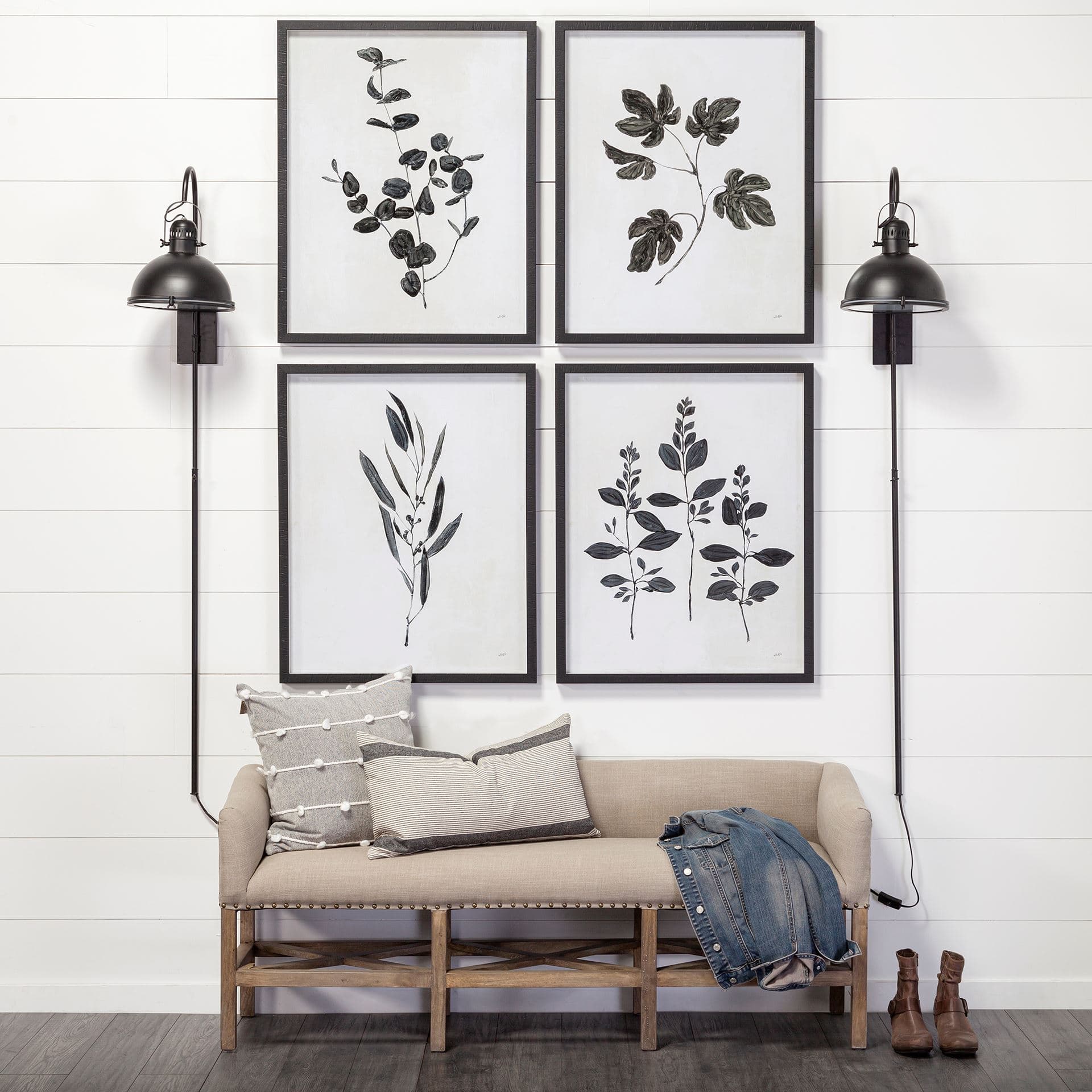 Botanical Study III by Julia Purinton Hand Embellished Textured Framed Art Print Matted under Glass — in a styled room