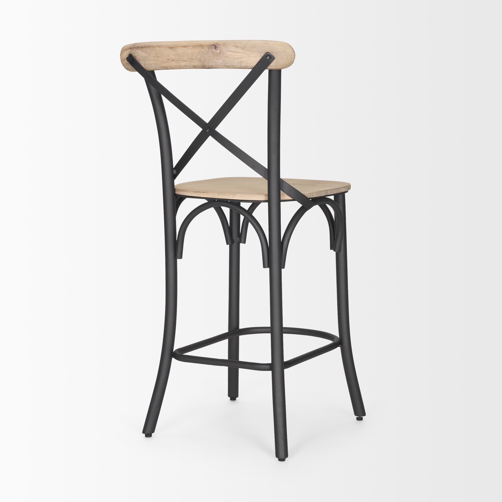 Etienne Low Back 26.25in Seat Counter Stool | Light Brown w/ Metal — product photograph