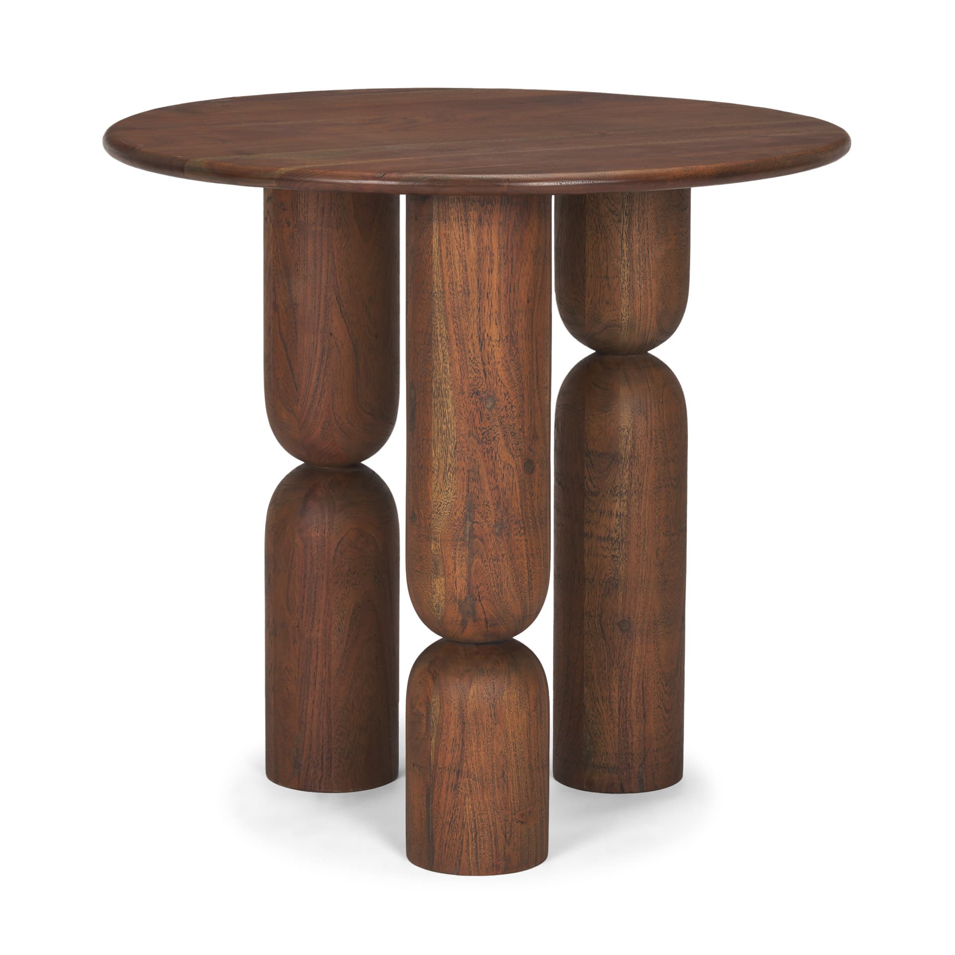 Sonel Pedestal Medium Dark Brown Acacia Wood Foyer Table — product photograph