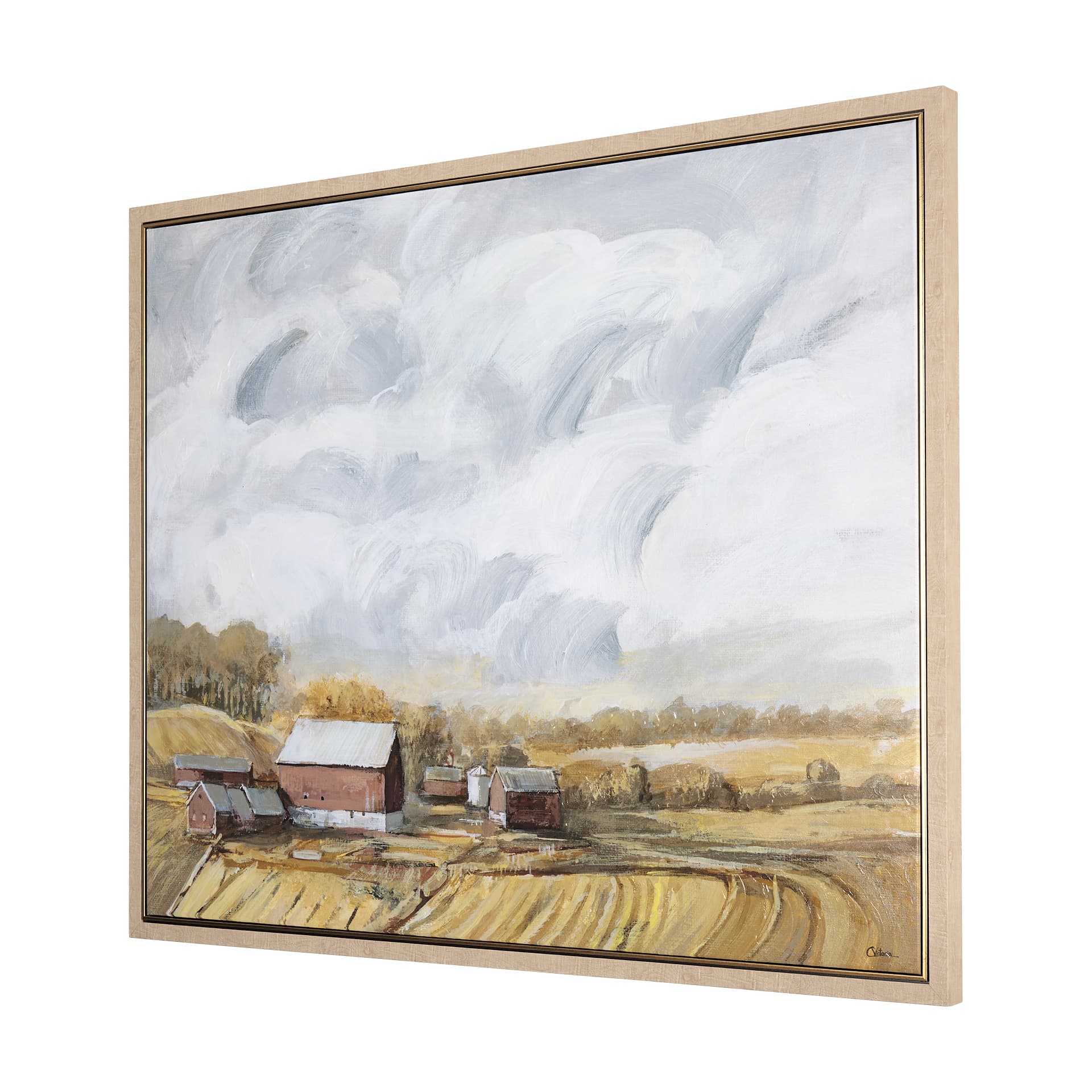 Farmland view I by Mercana Studio a Hand Embellished Textured Framed Canvas — product photograph