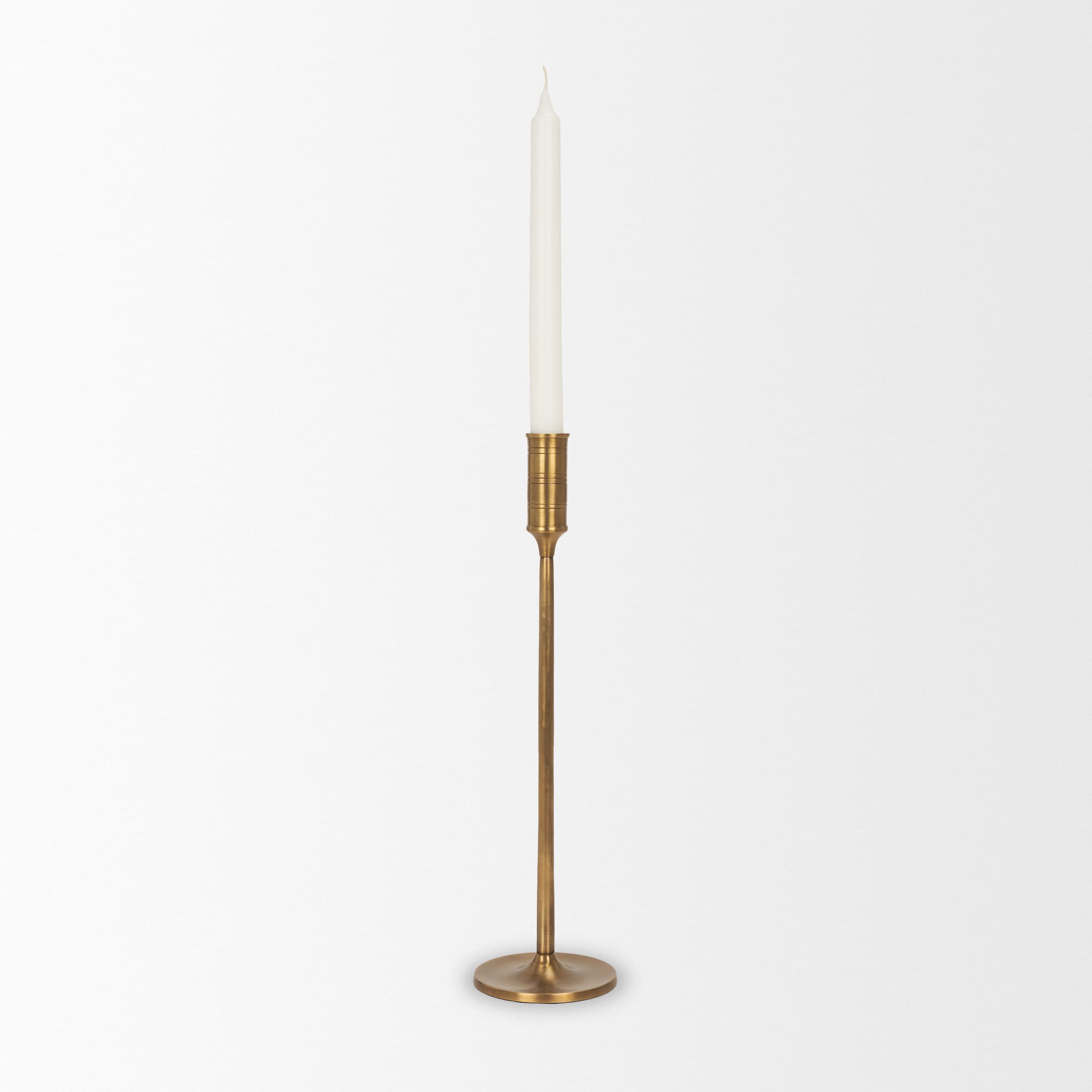 Chantria Large Solid Natural Brass Adjustable Taper Candle Holder — product photograph