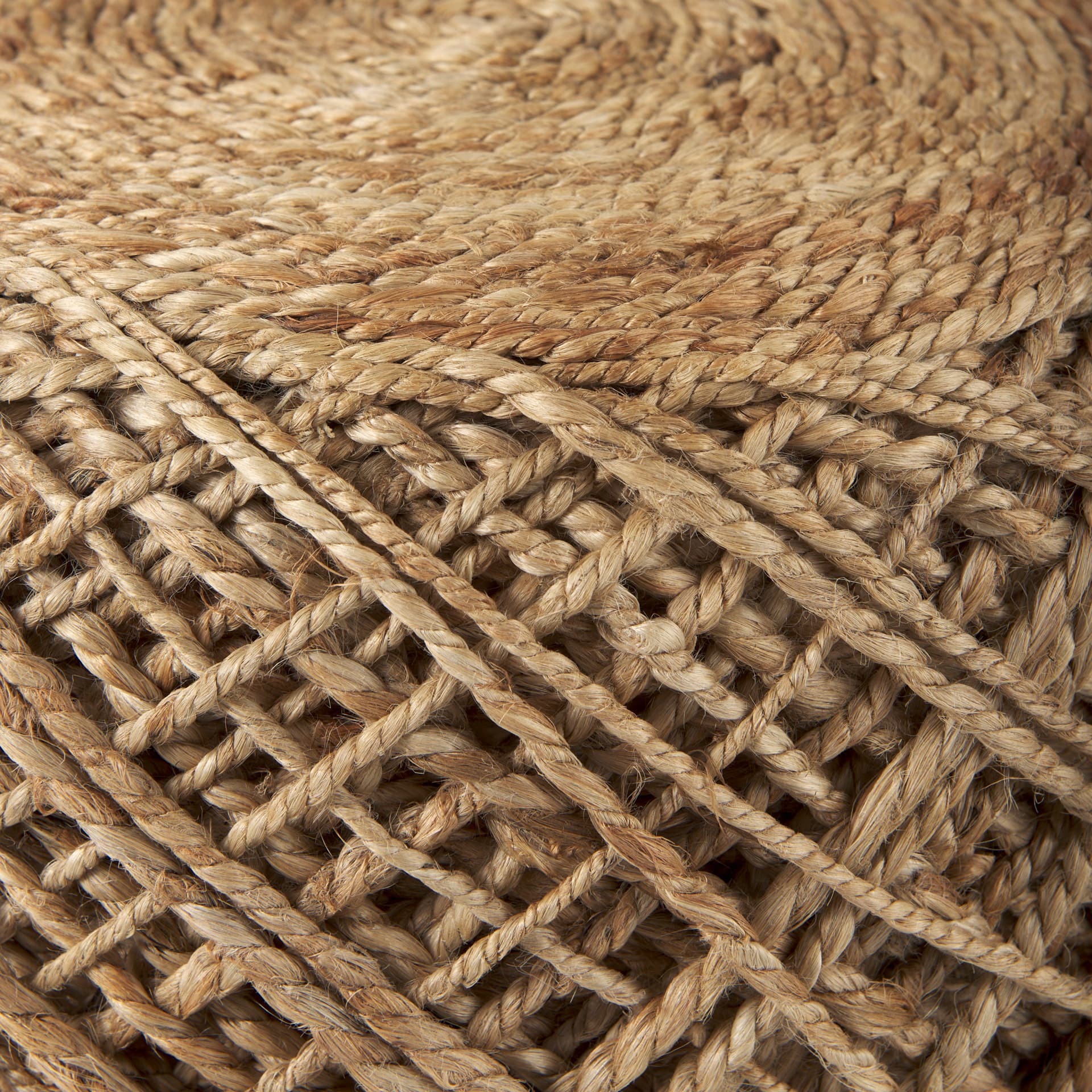 Allium Brown Handwoven Wool Cylindrical Pouf — product photograph