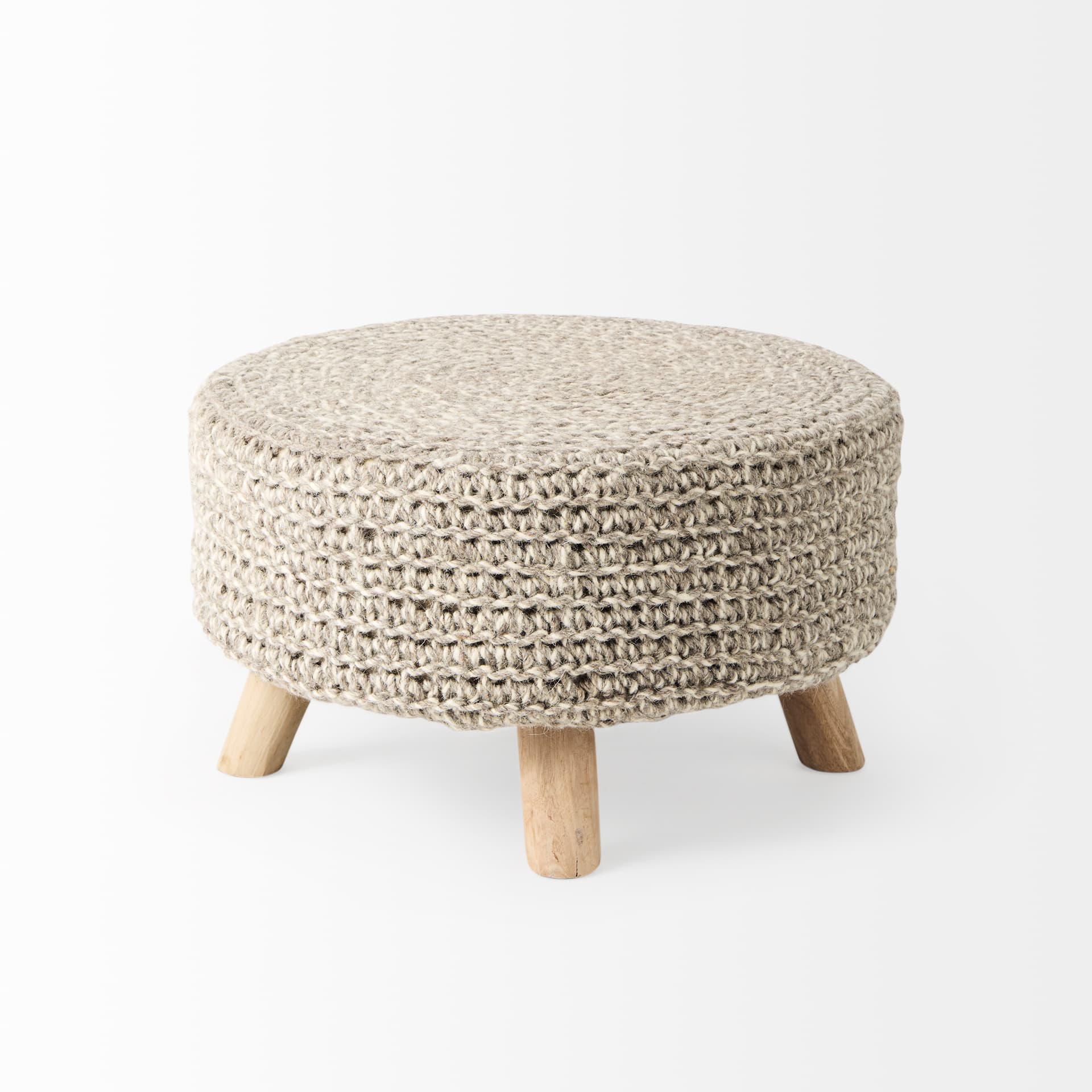 Bina 24.0L x 24.0W x 14.0H Light Gray 4 Legged Wool Stool — product photograph