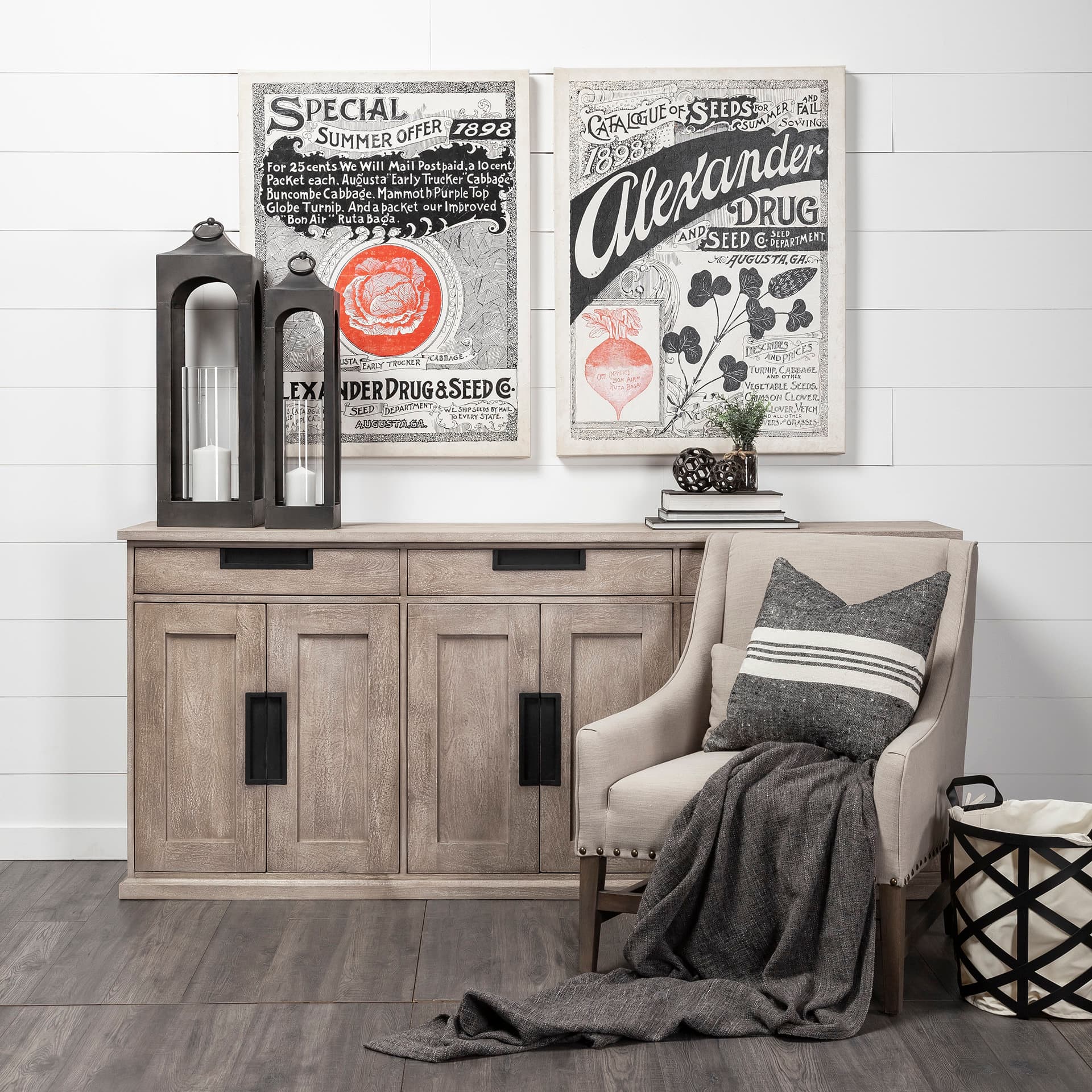 Kensington Beige Linen Fabric and Wood Accent Chair — product photograph