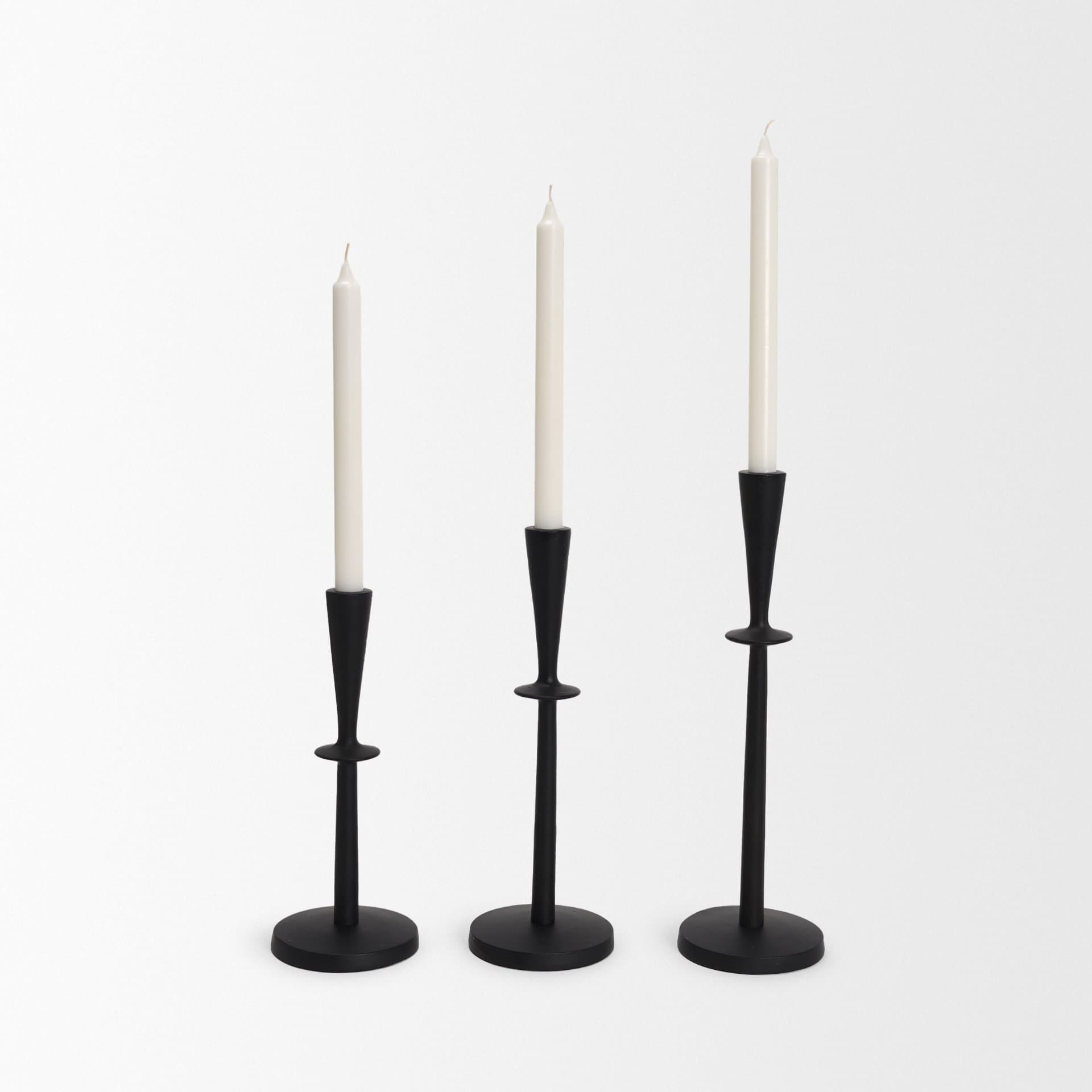 Qwin Matte Black Cast Aluminum Short Candle Holder — product photograph
