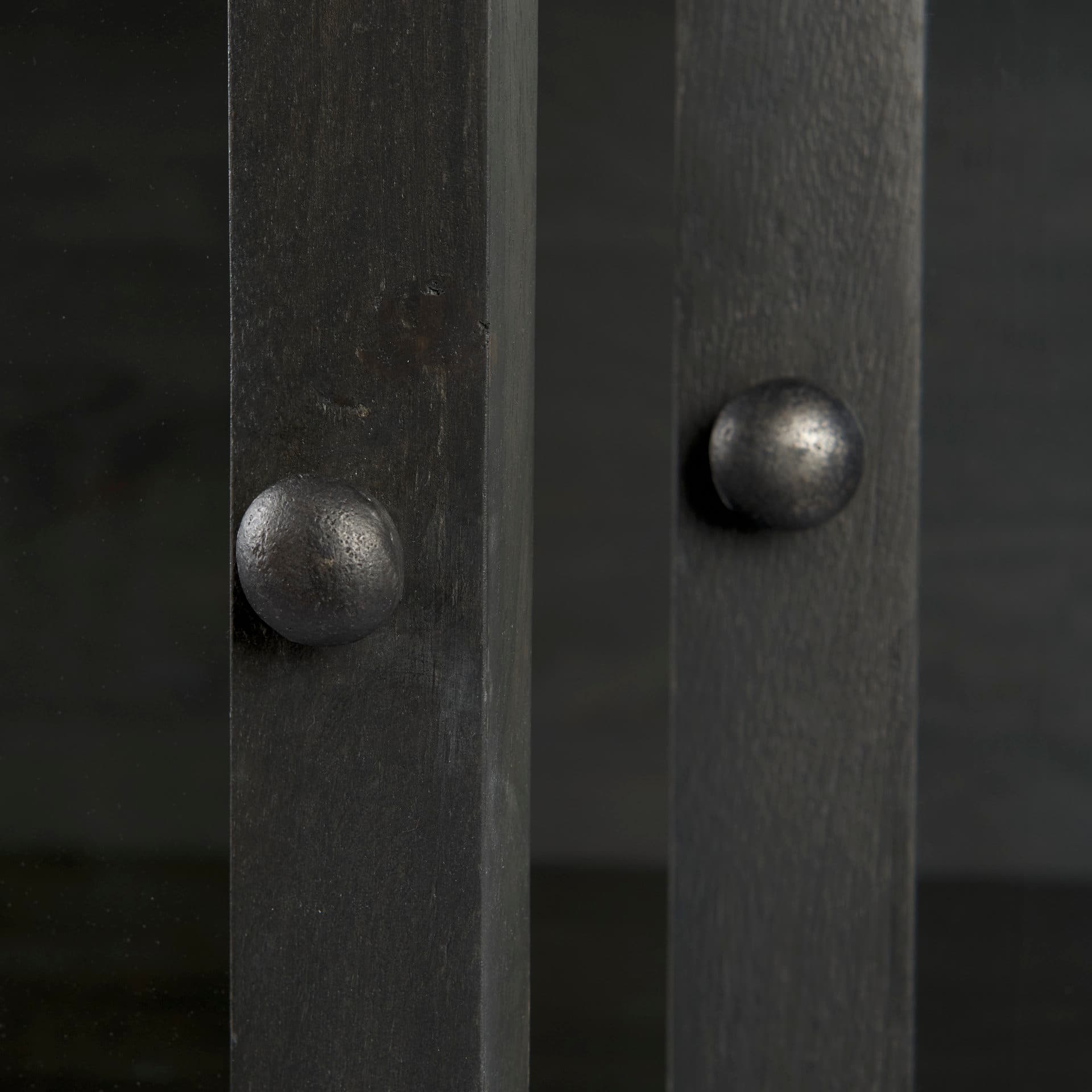 Arelius 36L x 18.75W x 63H Black-Brown Wood W/ Black Metal Base Display Cabinet — product photograph