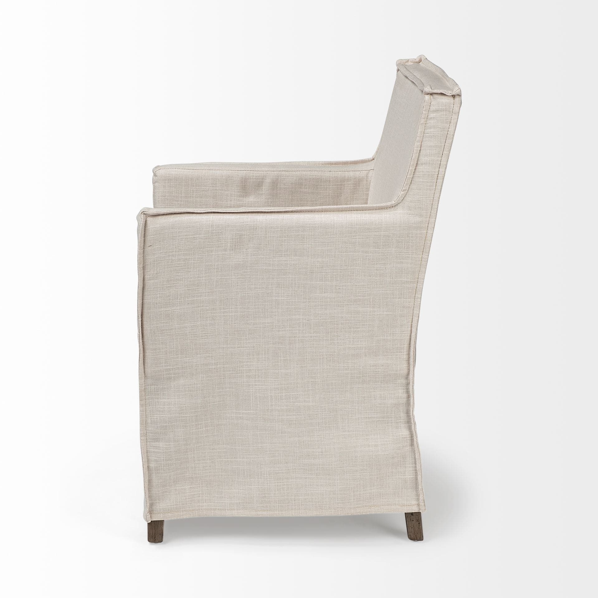 Elbert Solid Back Dining Side Chair | Cream Fabric w/ Brown Wood — product photograph