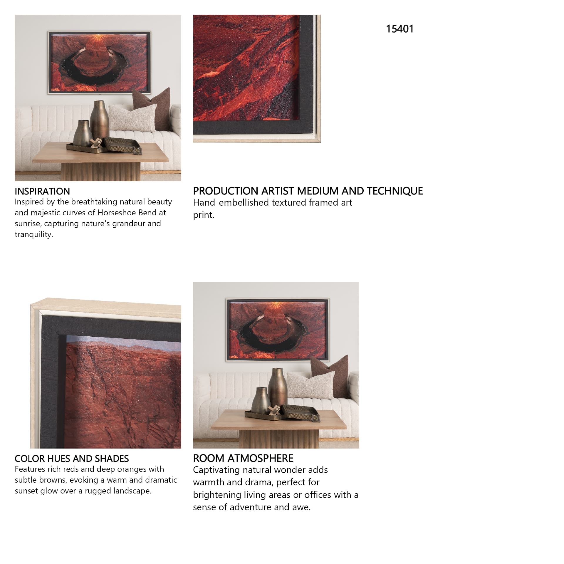 Horseshoe Bend by Gary Blatter a Hand Embelished Textured Framed Photo Art Print — in a styled room