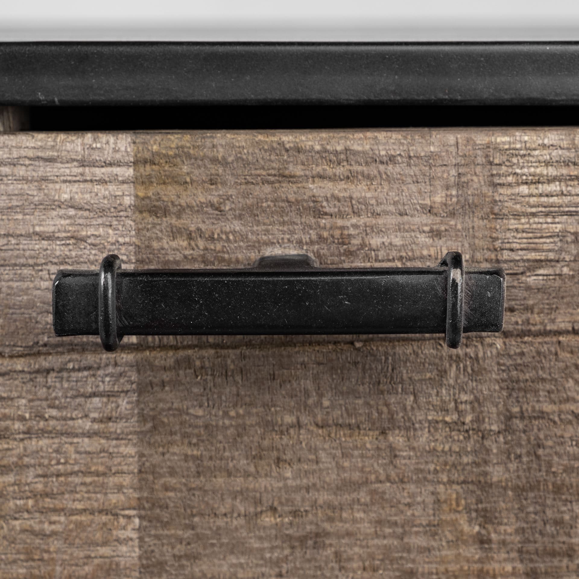 Alvin 82x20 Brown Solid Wood With Black Metal Frame 3 Drawer 2 Cabinet Door Sideboard — product photograph