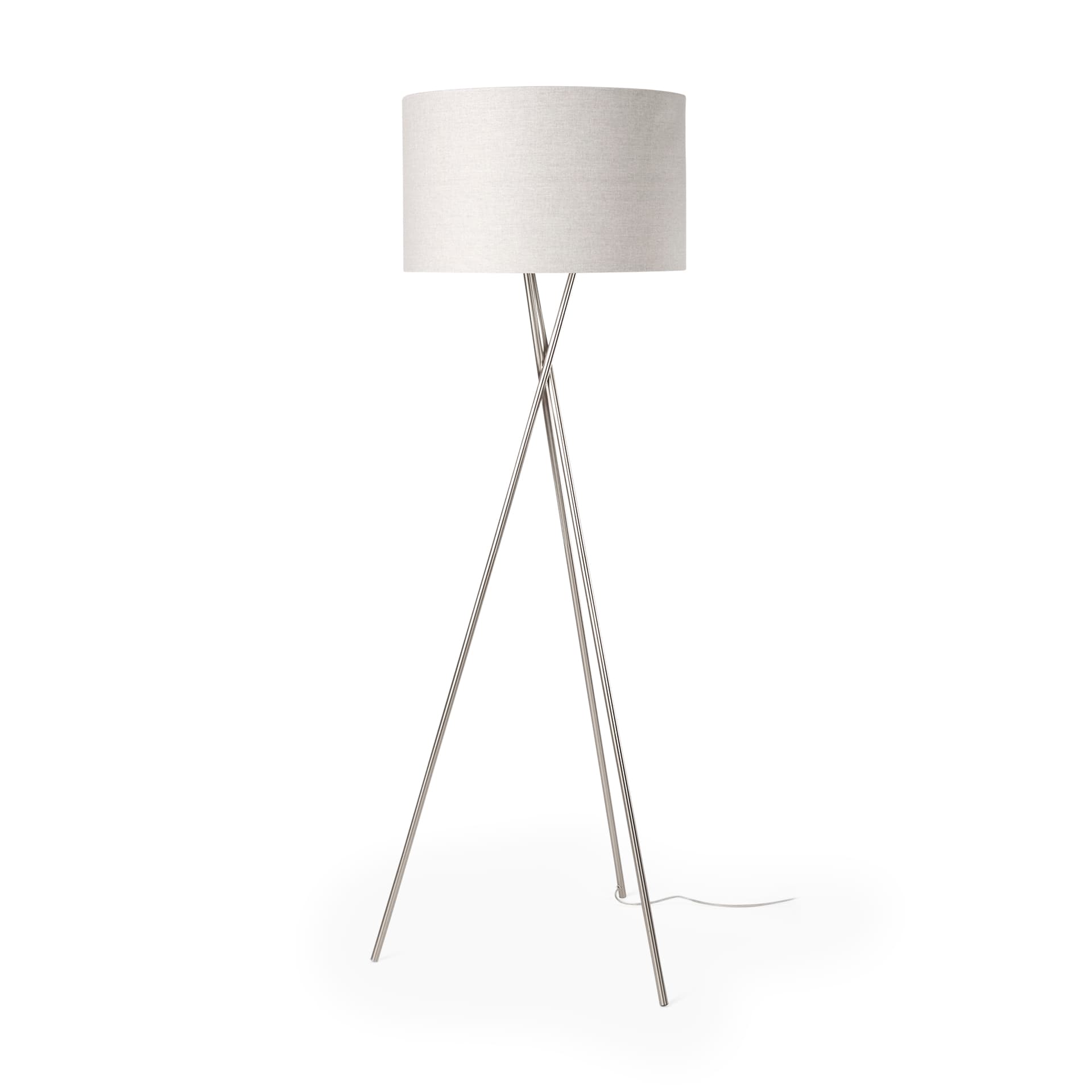 Ambrose 20.0L x 20.0W x 61.8H Silver Metal W/Beige Fabric Shade Floor Lamp — product photograph