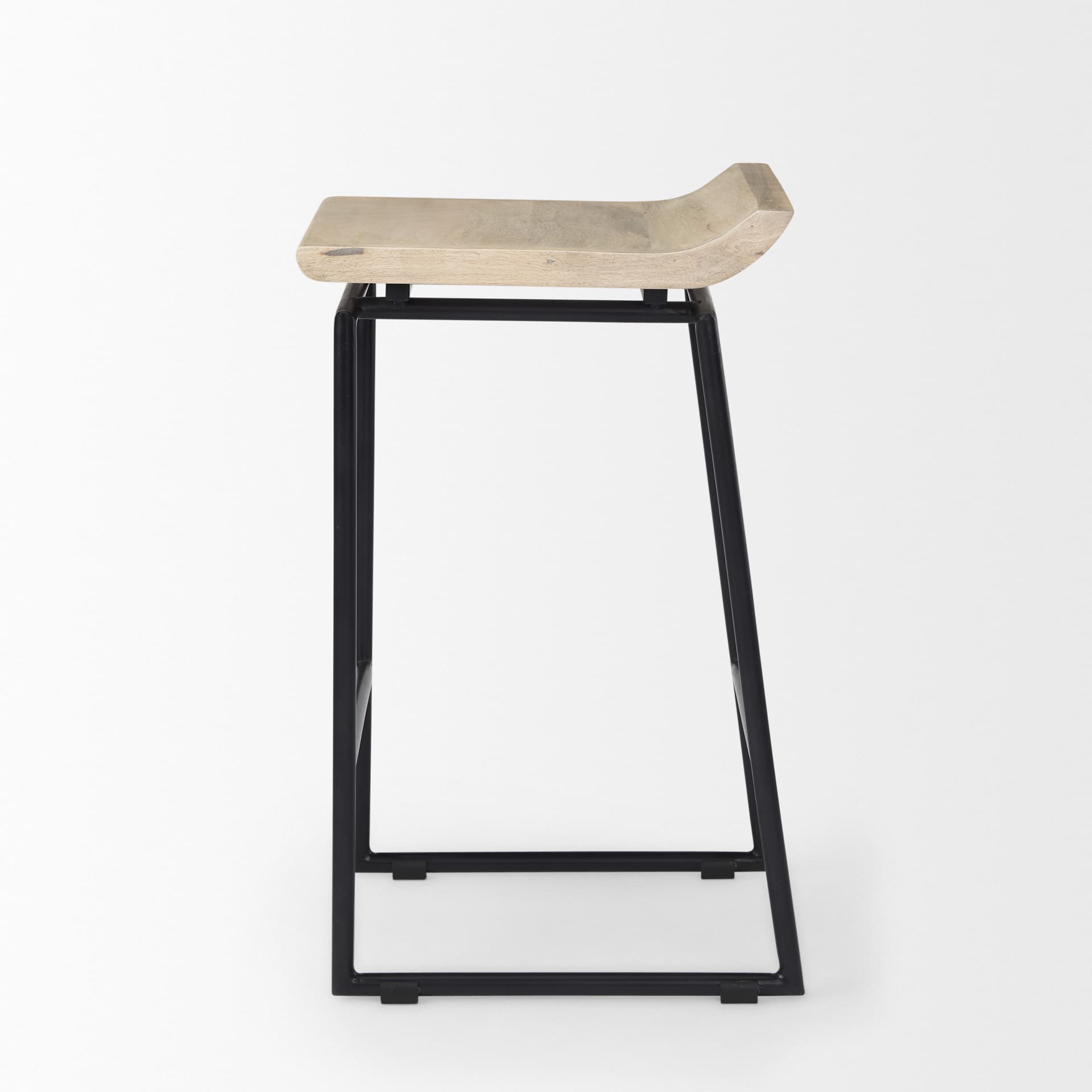 Givens Backless 26in Seat Counter Stool | Natural Wood w/ Black Metal — product photograph