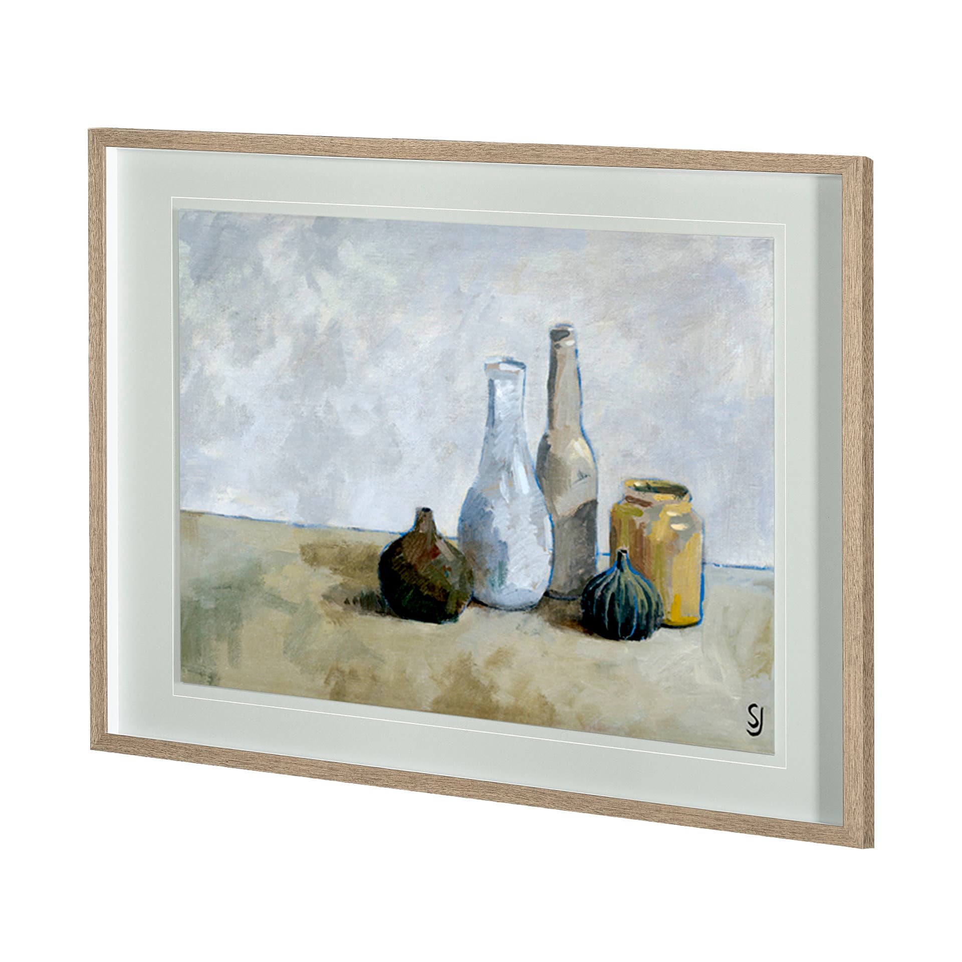 A Collection of Bottles by Steven Johnson Hand Embellished Framed Art Photo Matted under Glass — product photograph