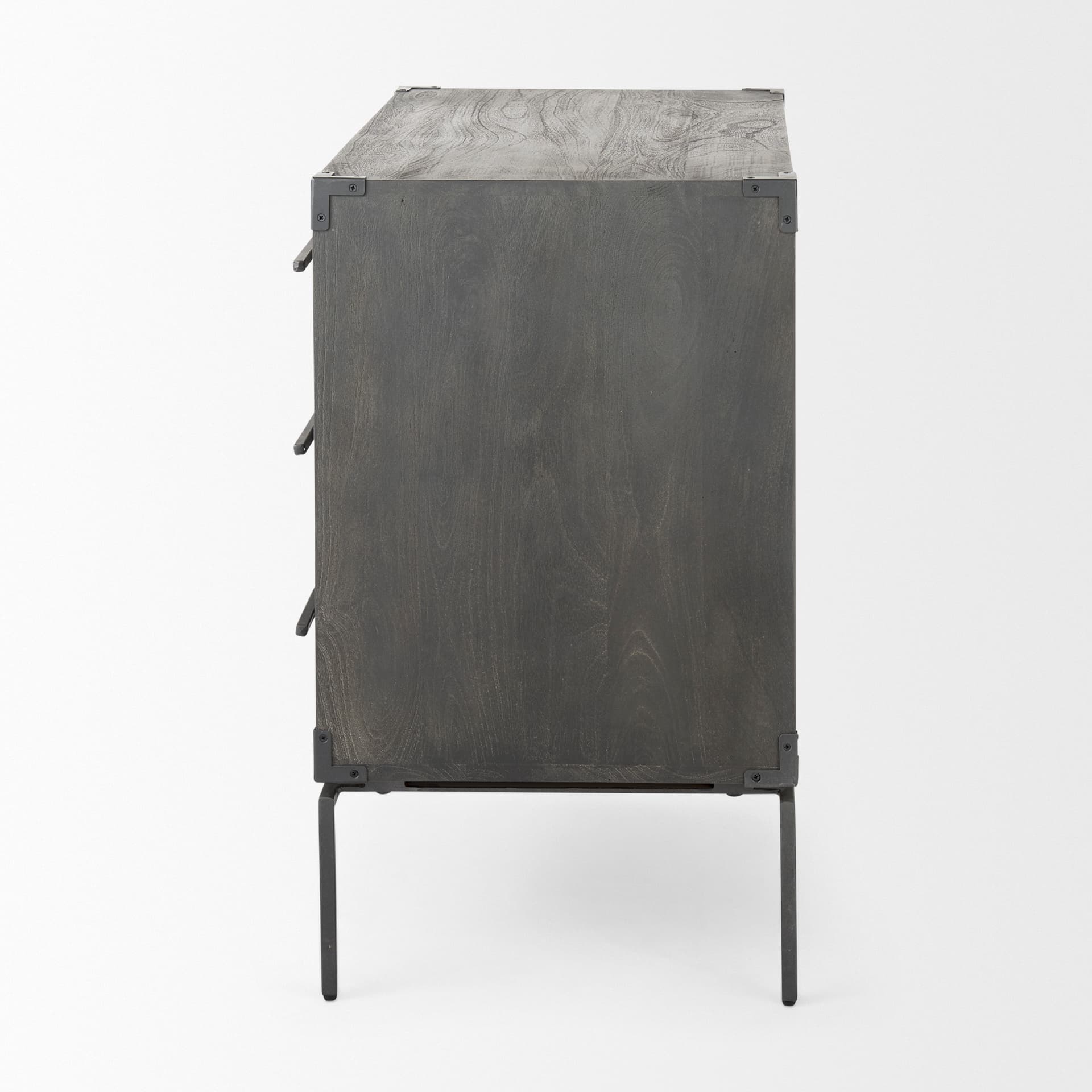 Ward 34L x 18W Brown Wood and Iron 3 Drawer Accent Cabinet — product photograph