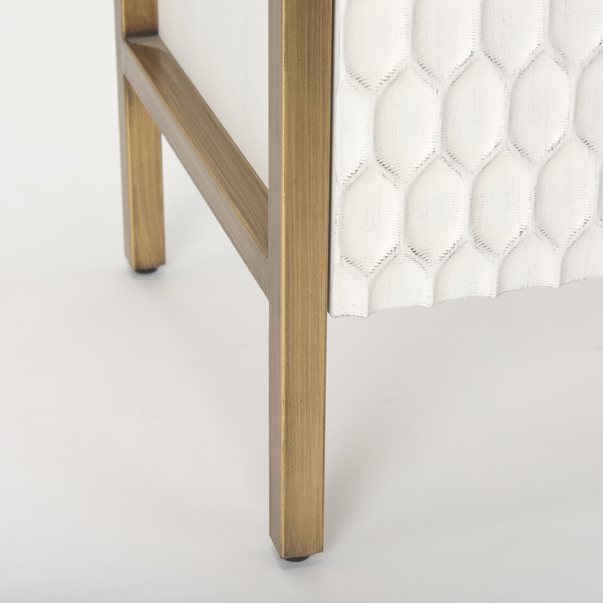 Savannah White Fir Veneer w/ Gold Metal Accent 2-Door Accent Cabinet — product photograph