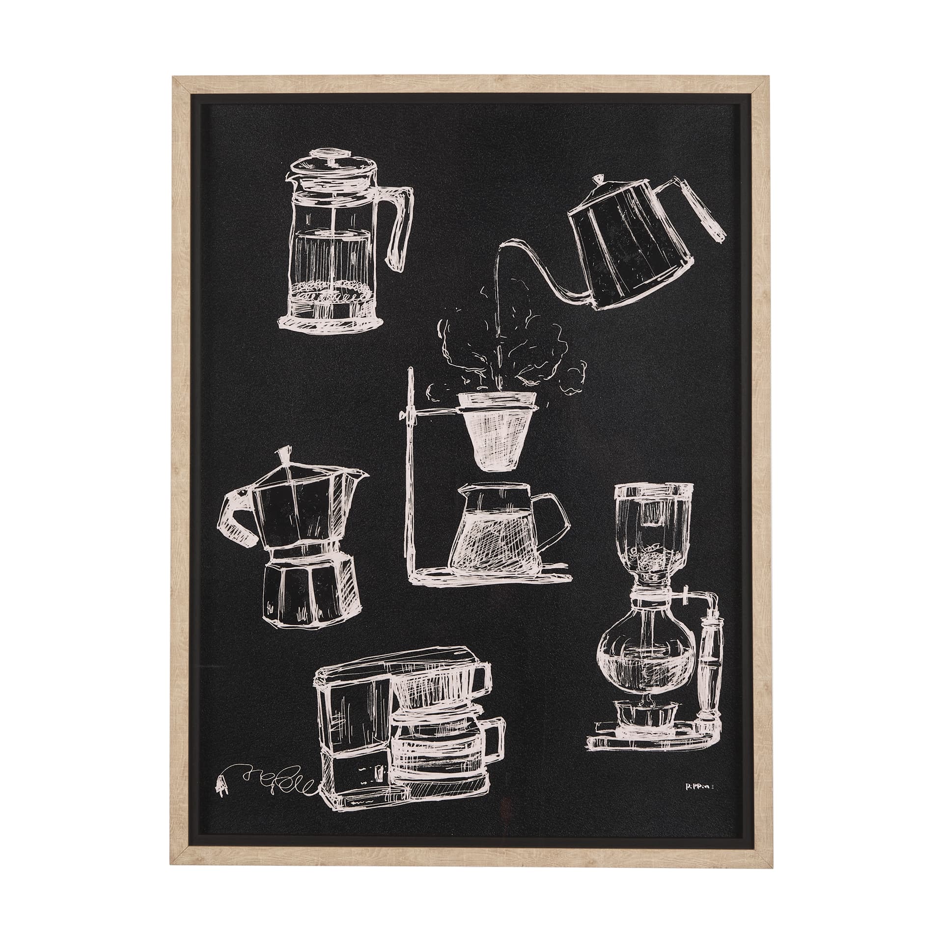 Coffee Maker Study by Mercana Studio a Hand Embellished Textured Framed Art Print Matted under Glass — product photograph