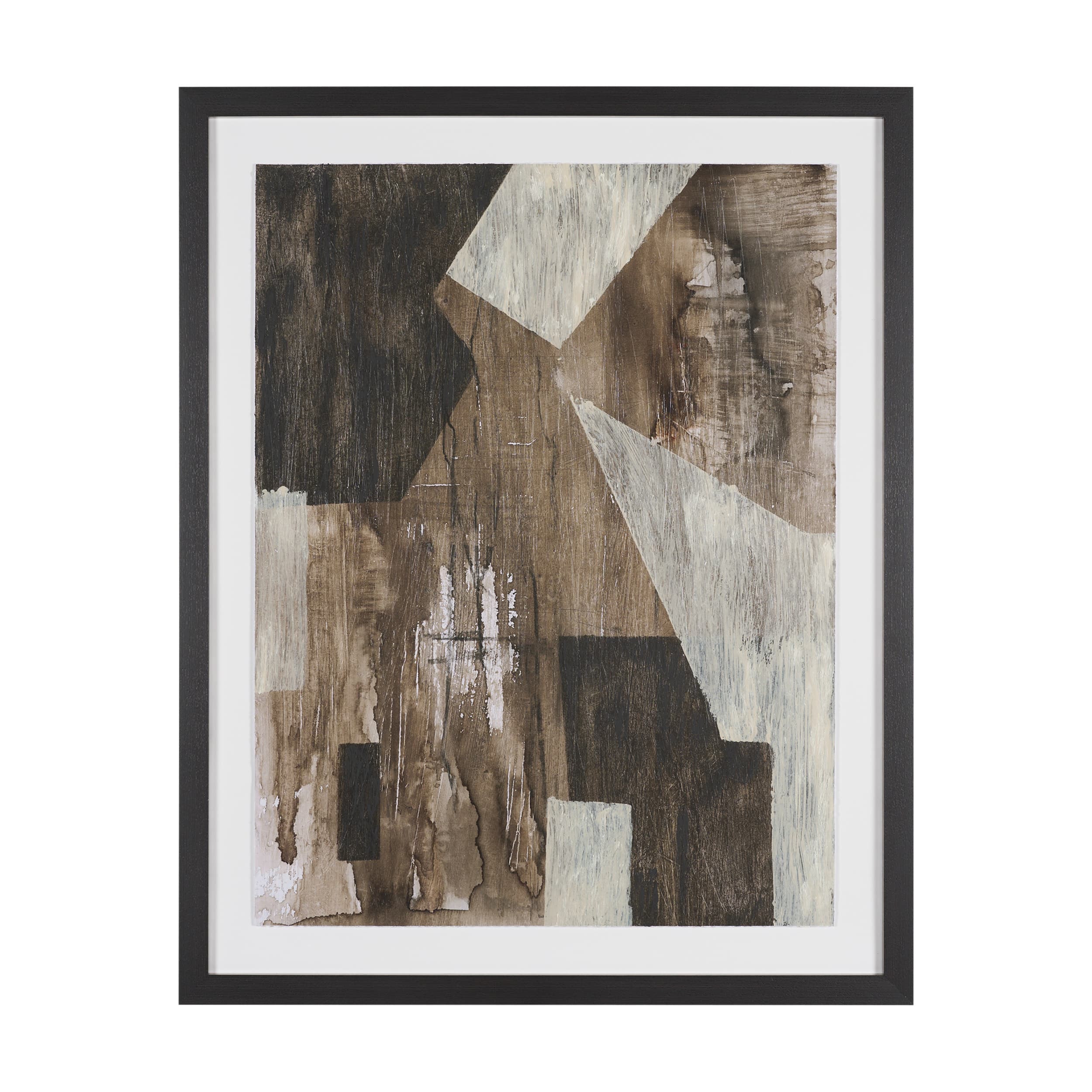 Fault Geometry I by Mercana Studio Hand-Embellished Textured Framed Artwork Matted under Glass — product photograph