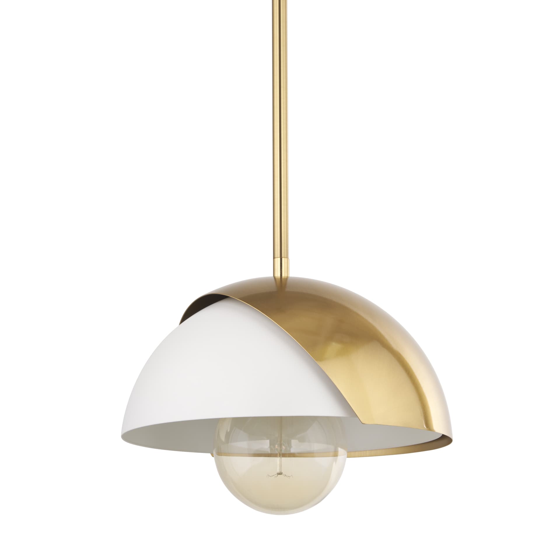 Cybill Brushed Brass w/ White Metal Shade 1-Light Wall Pendant — product photograph