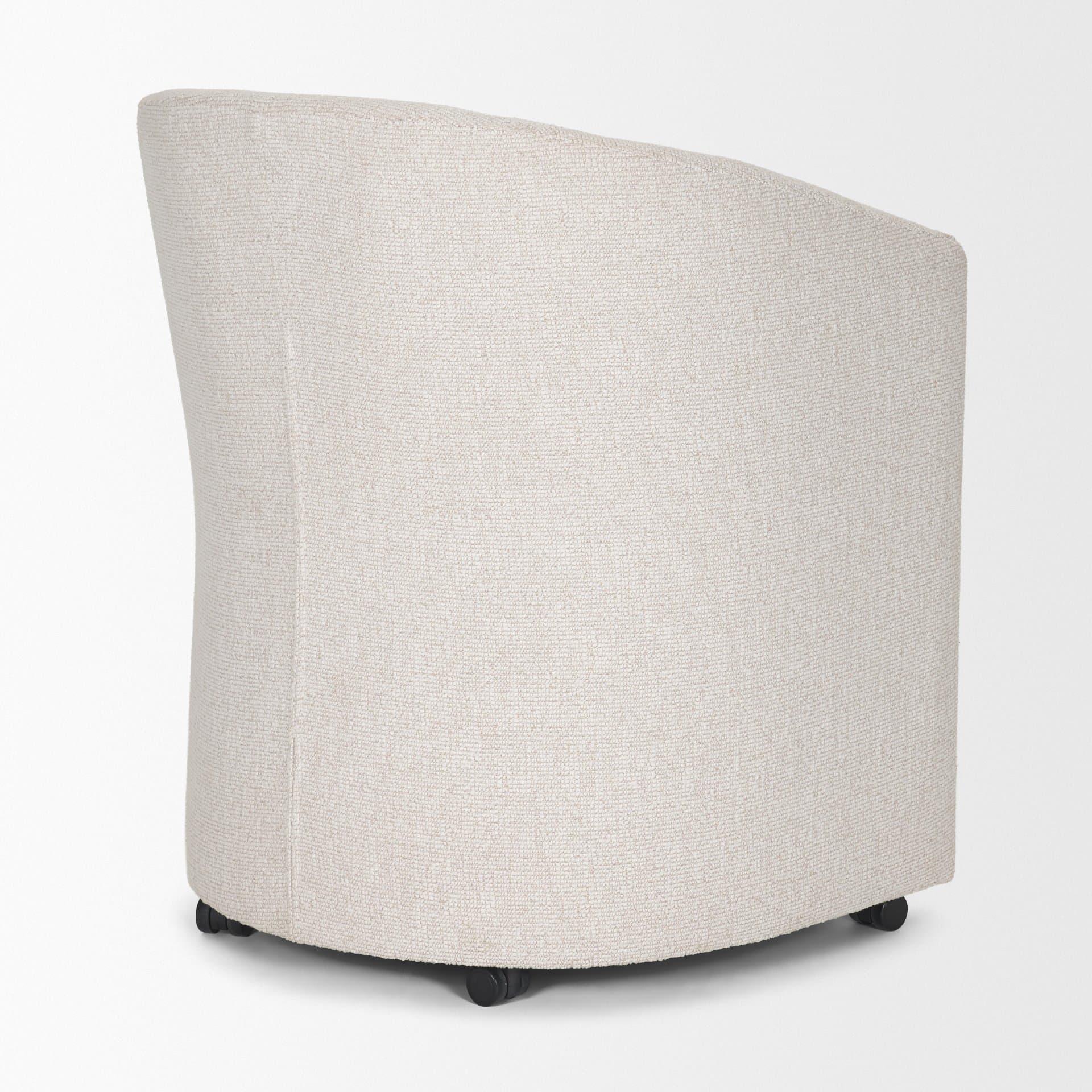 Sondra Barrel Back Dining Arm Chair | Cream Fabric w/ Wood — product photograph