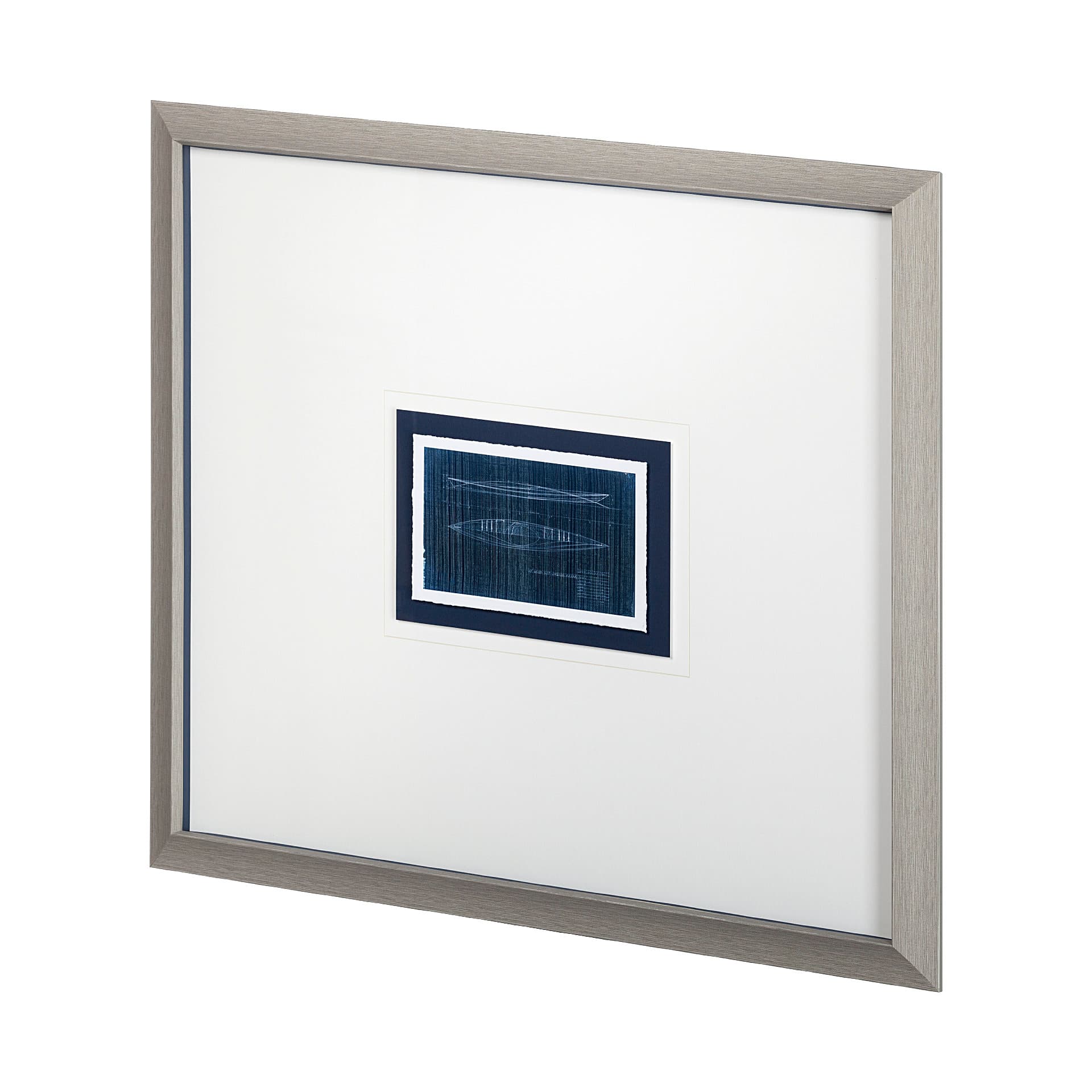 Kayak Blueprint by Dayna a Hand Embellished Textured Framed Art Print Matted under Glass — product photograph