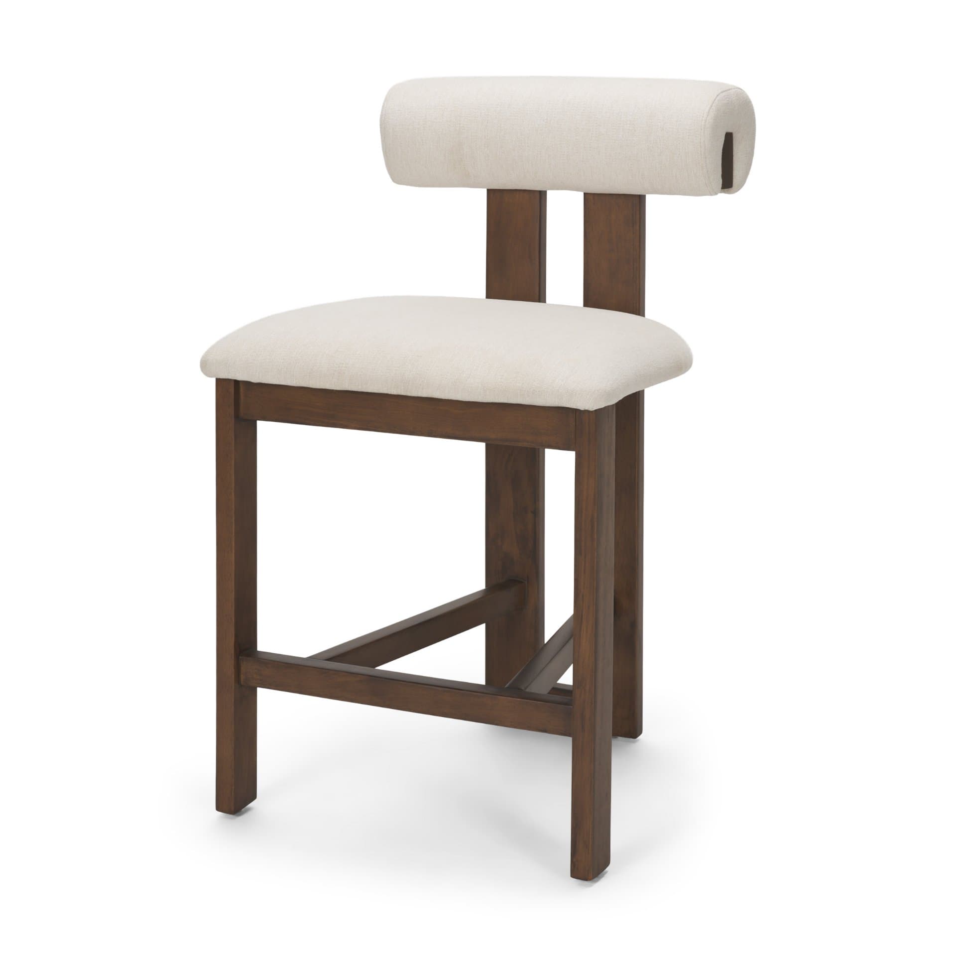 Tribeca Open Back 36.5in Seat Counter Stool | Cream Fabric w/ Wood — product photograph