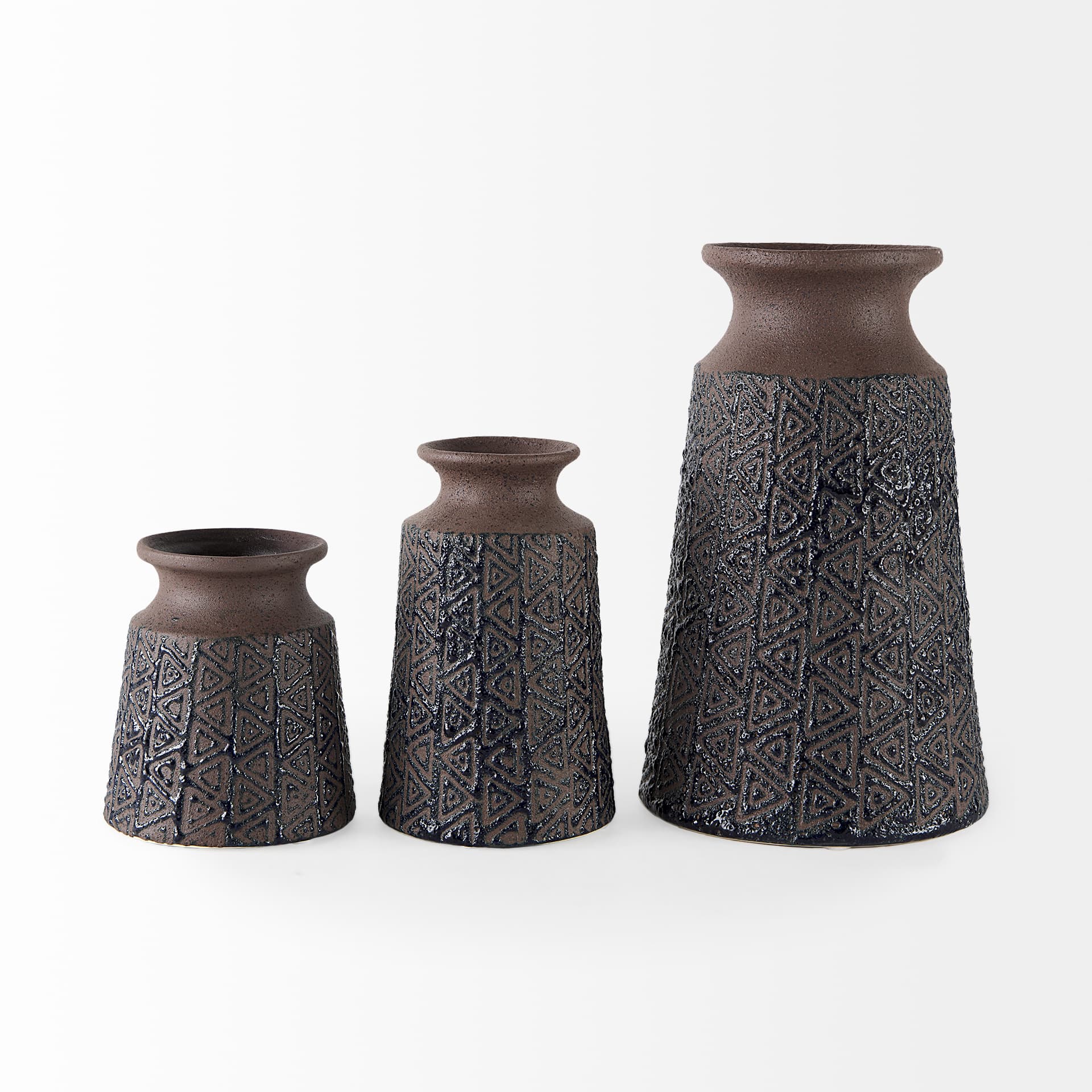 Sefina II Medium Brown/Black Patterned Ceramic Vase — product photograph