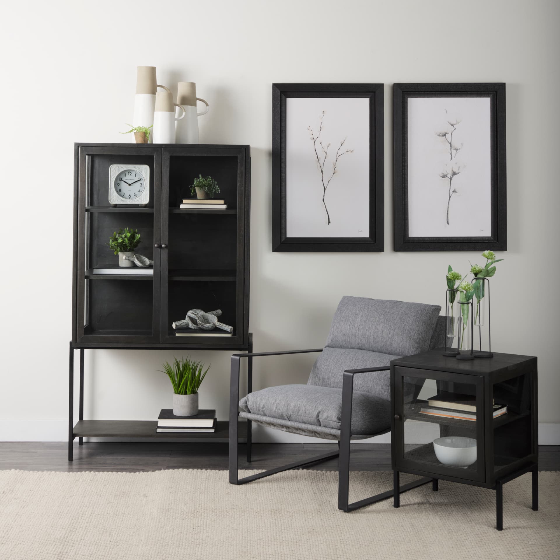 Guilia Castlerock Gray With Metal Frame Sling Accent Chair — product photograph