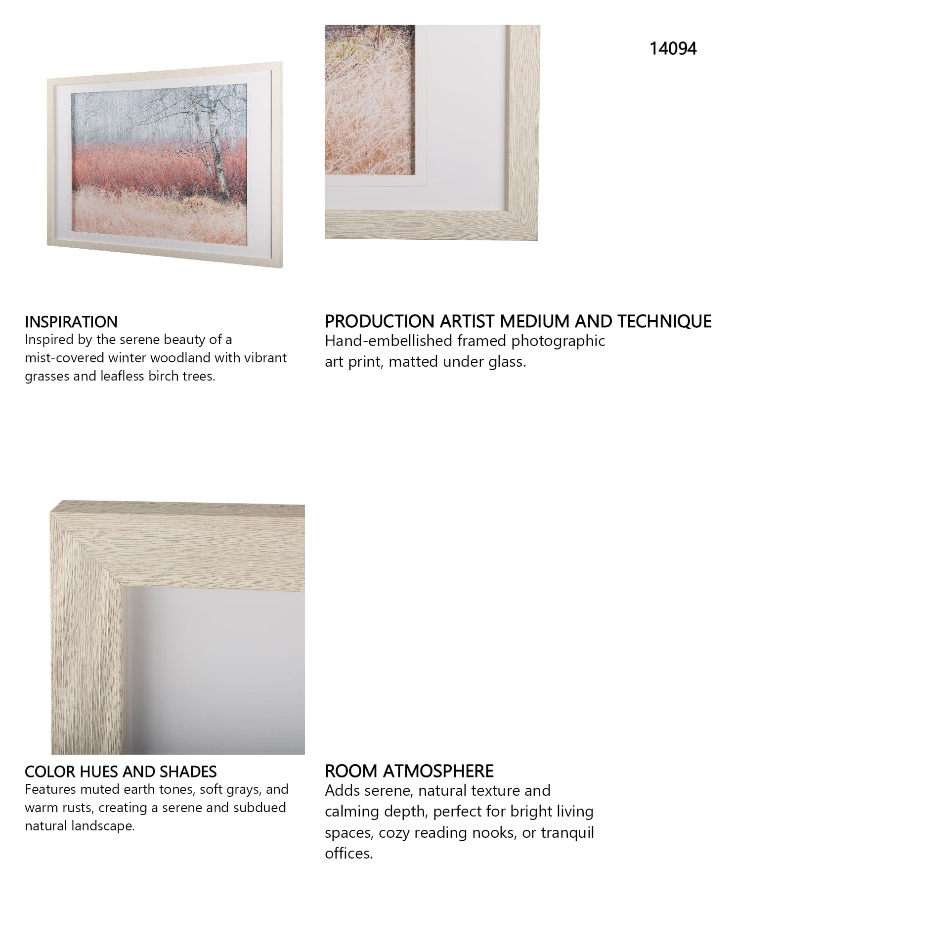 Woddlland pastels by Mercana Studio a Hand Embellished Textured Framed Photo Art Print Matted under — in a styled room
