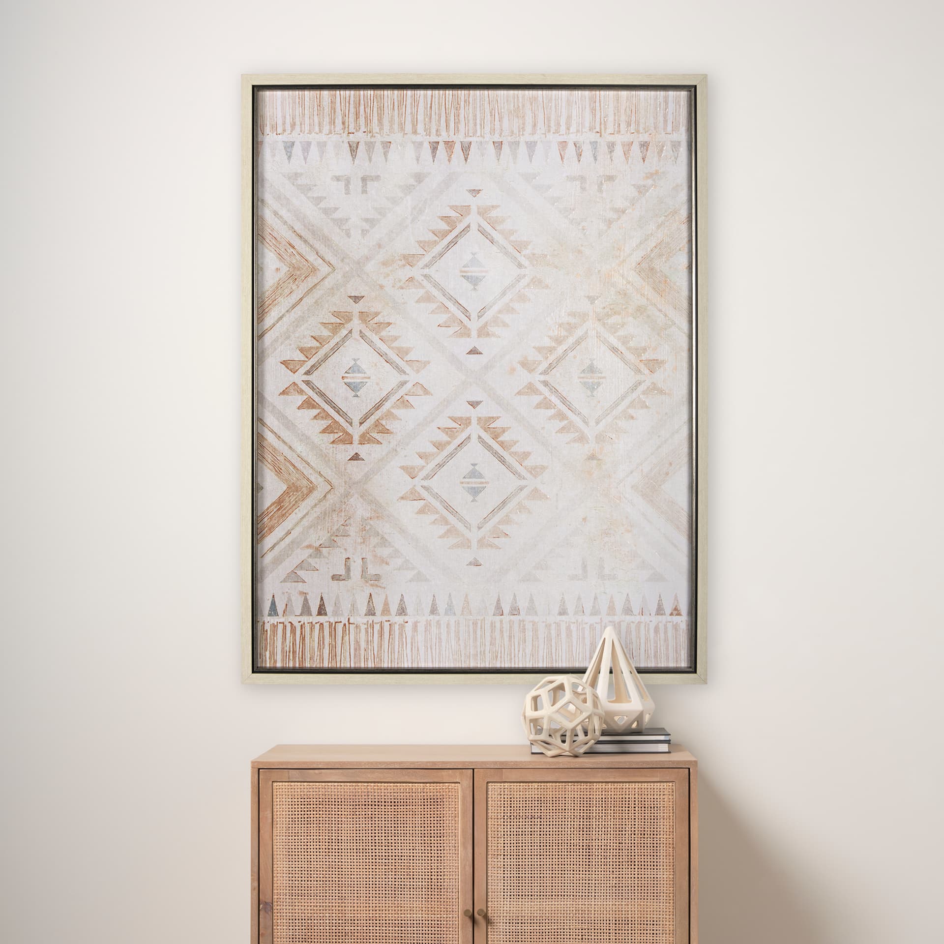 Aztec II by Mercana Studio a Hand Embellished Textured Framed Art Print — in a styled room