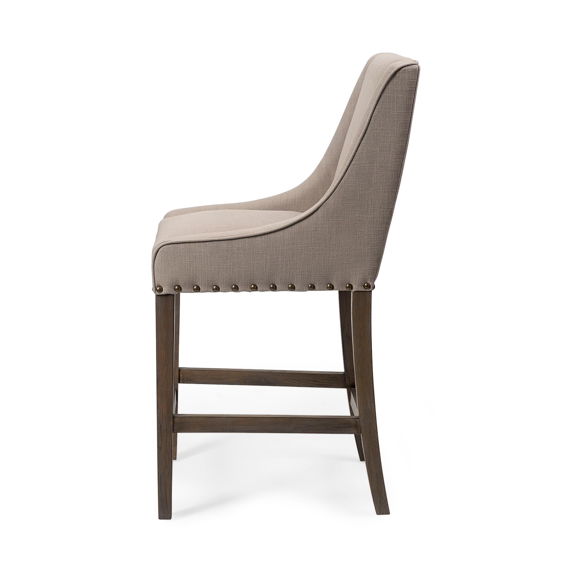 Kensington Low Back 27.5in Seat Counter Stool | Beige Fabric w/ Wood — product photograph