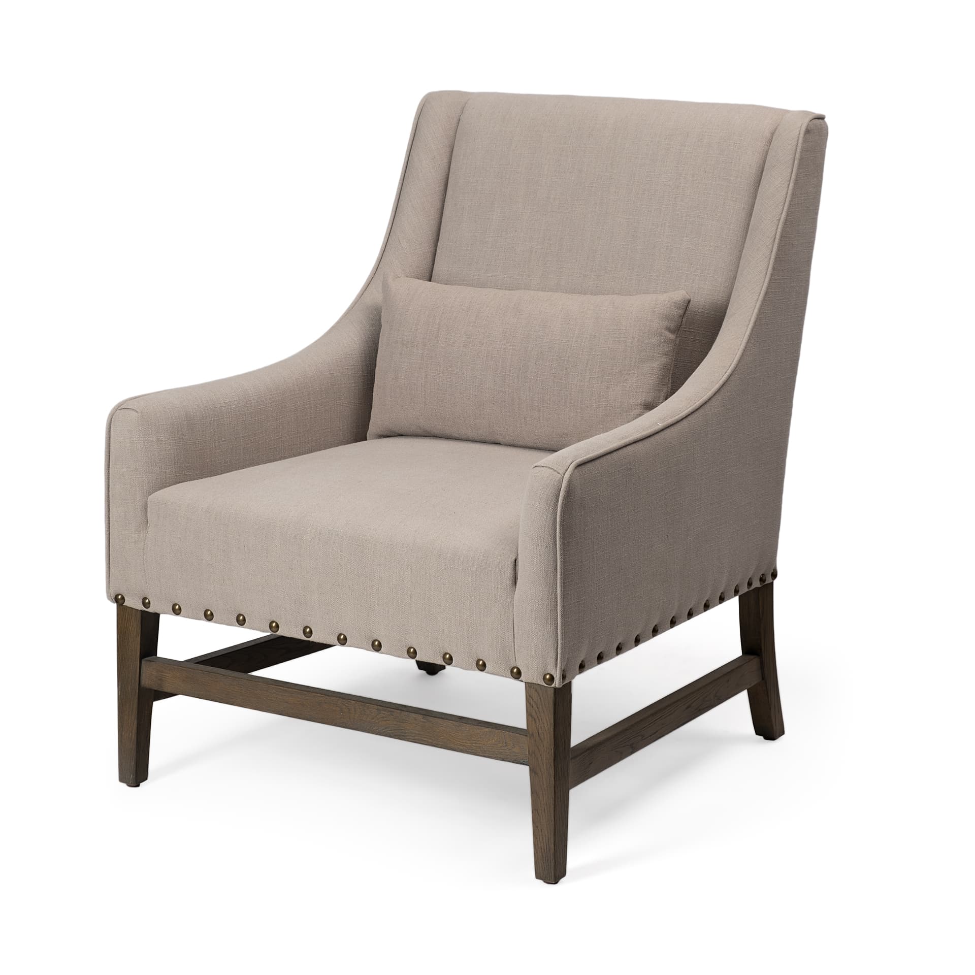 Kensington Beige Linen Fabric and Wood Accent Chair — product photograph